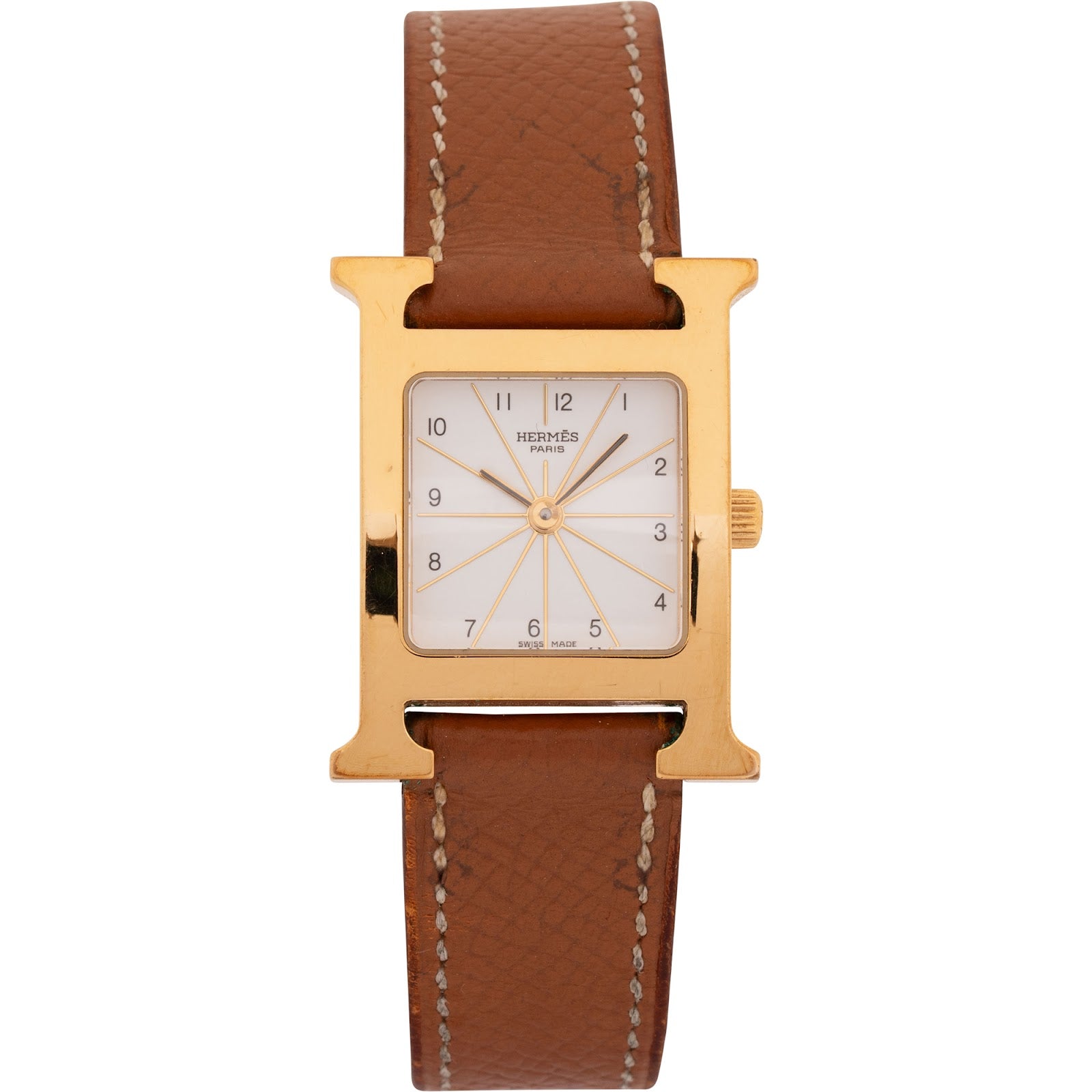 Hermès Gold Tone Heure H HH1.201 Uhr