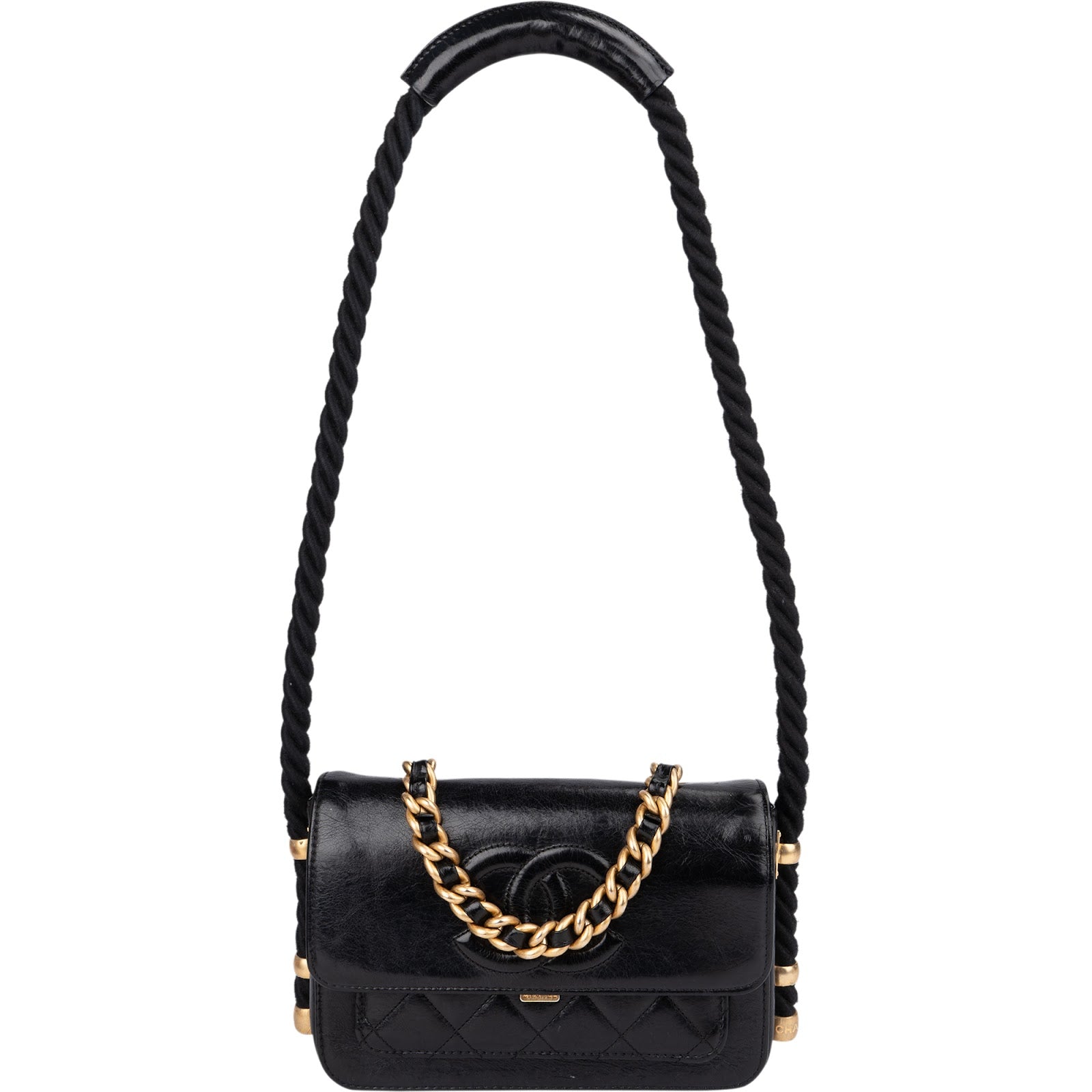 Chanel - Vintage Rope Strap Single Flap Shoulder Bag
