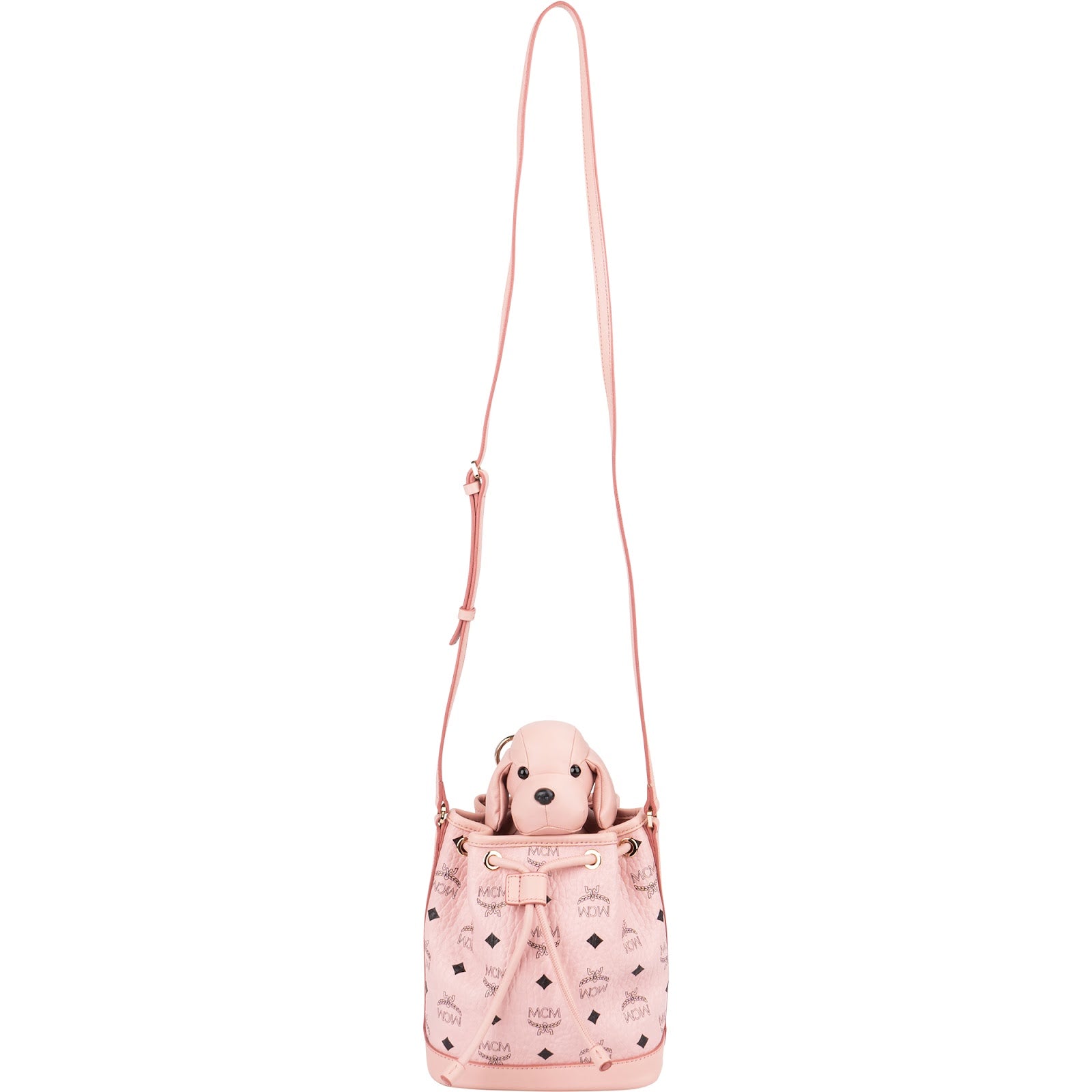 MCM Monogram Visetos Puppy Mini Drawstring Crossbody Bag