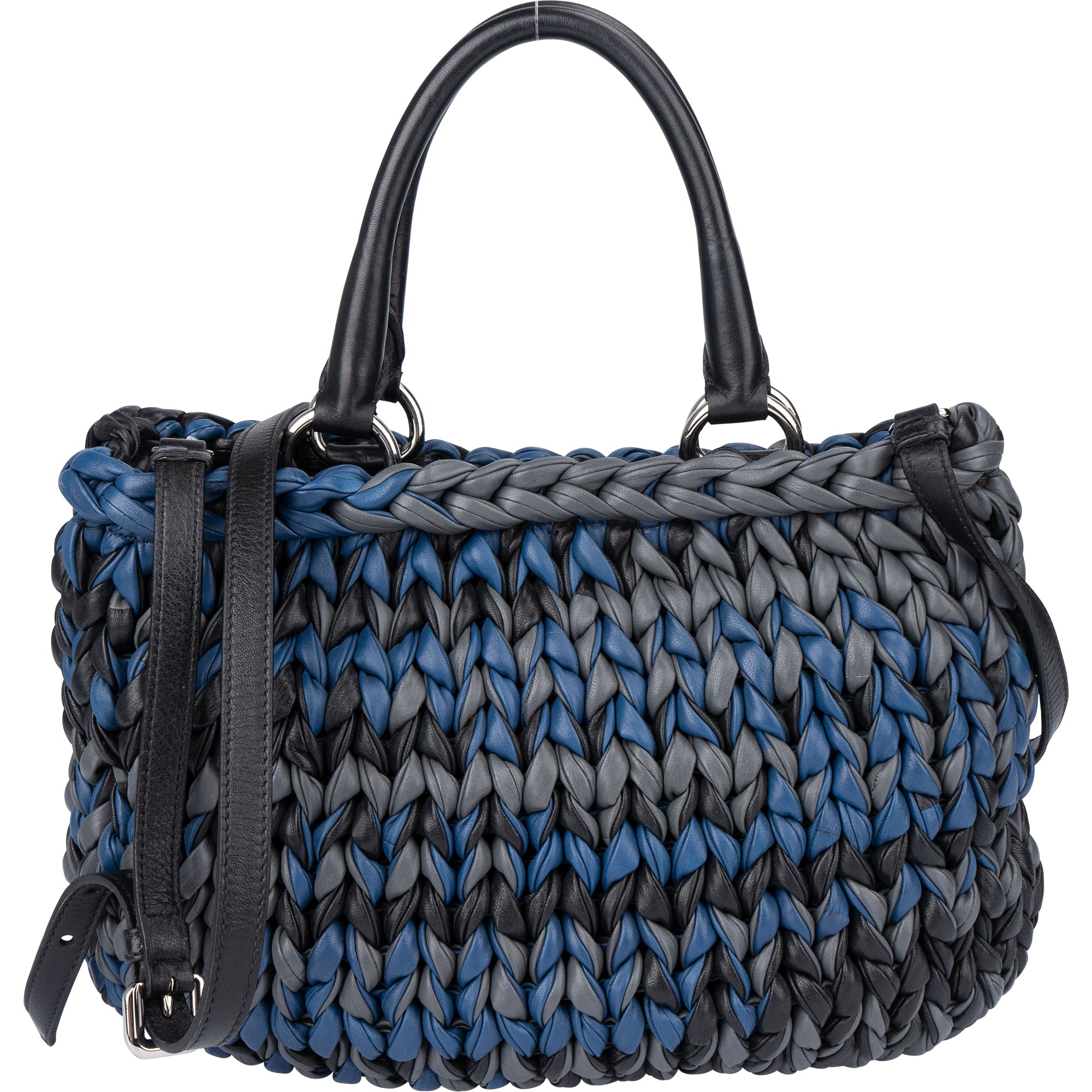 Prada Tricolor Braided Leather City Handbag