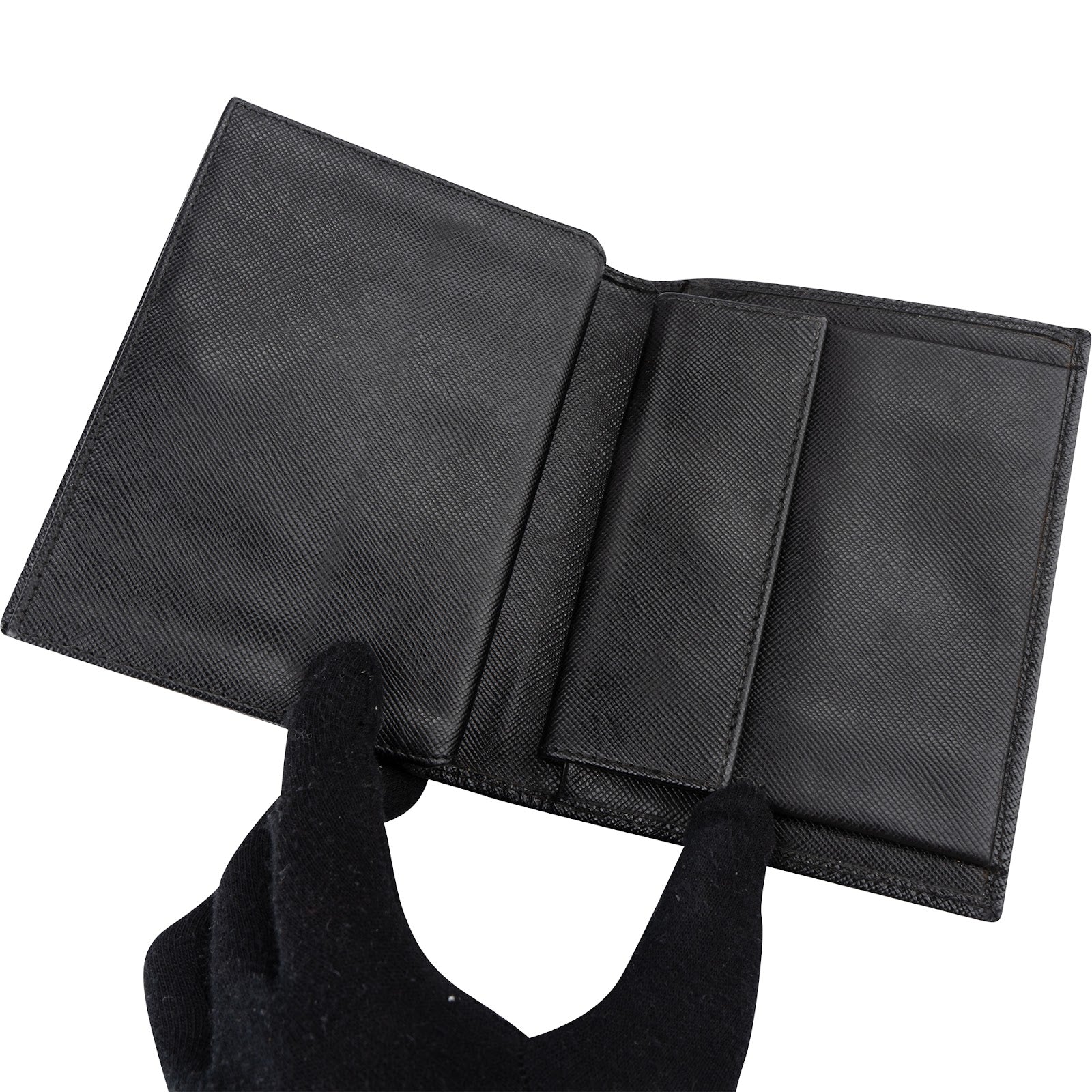 Prada - Saffiano Leather Triangle Trifold Wallet