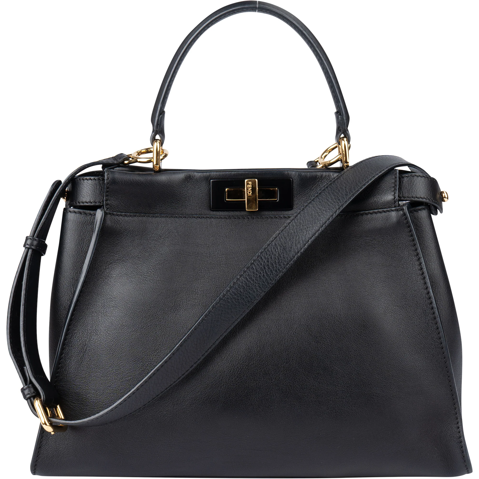 Fendi Black Leather Peekaboo Handbag