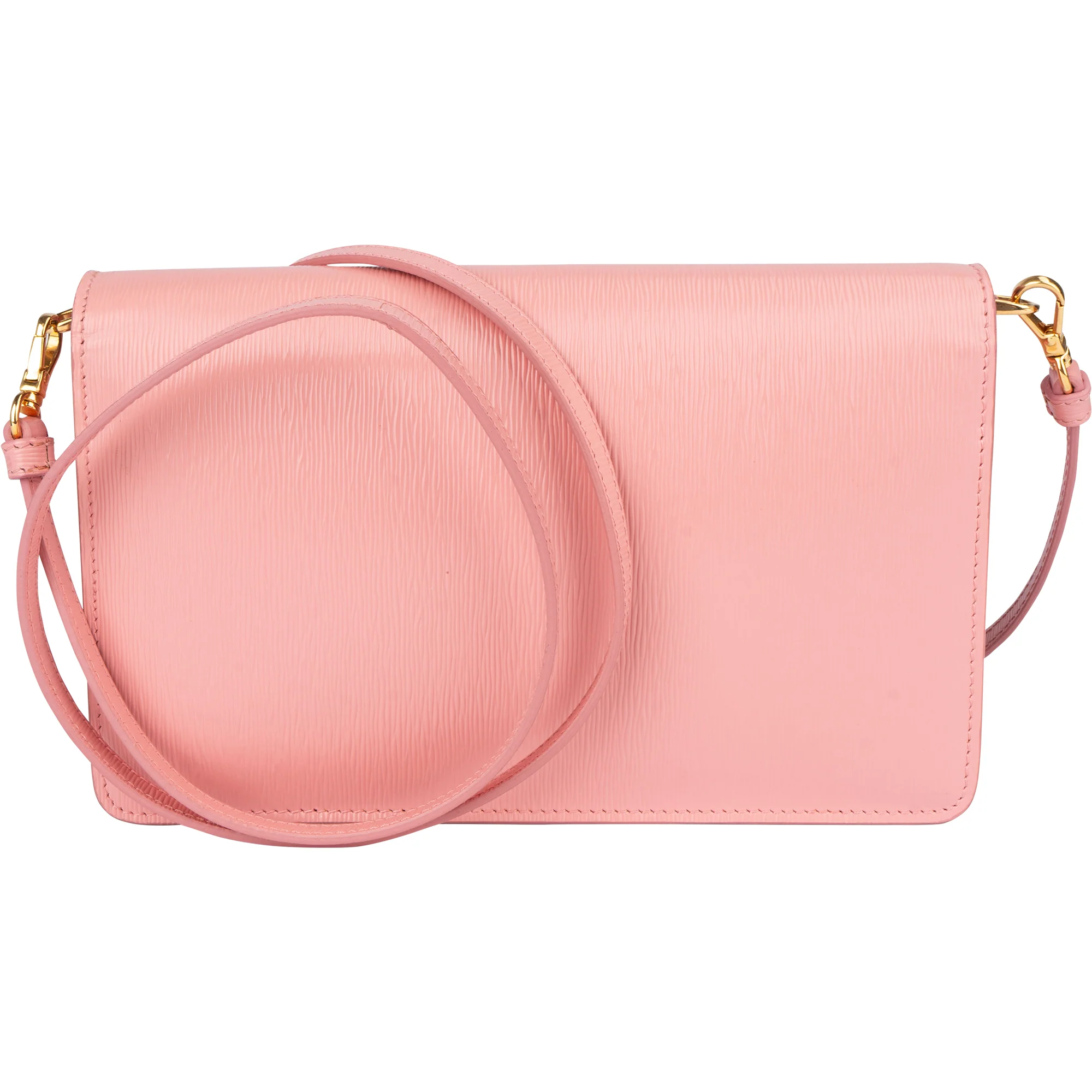 Prada Pink Saffiano Leather Move Wallet On Chain Crossbody Bag