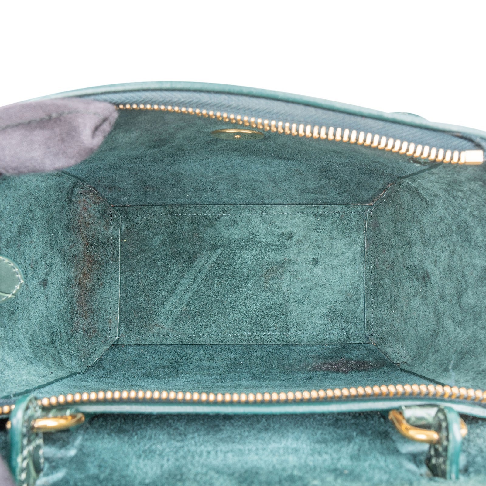 Celine Dark Green Crocodile Embossed Belt Nano Handbag