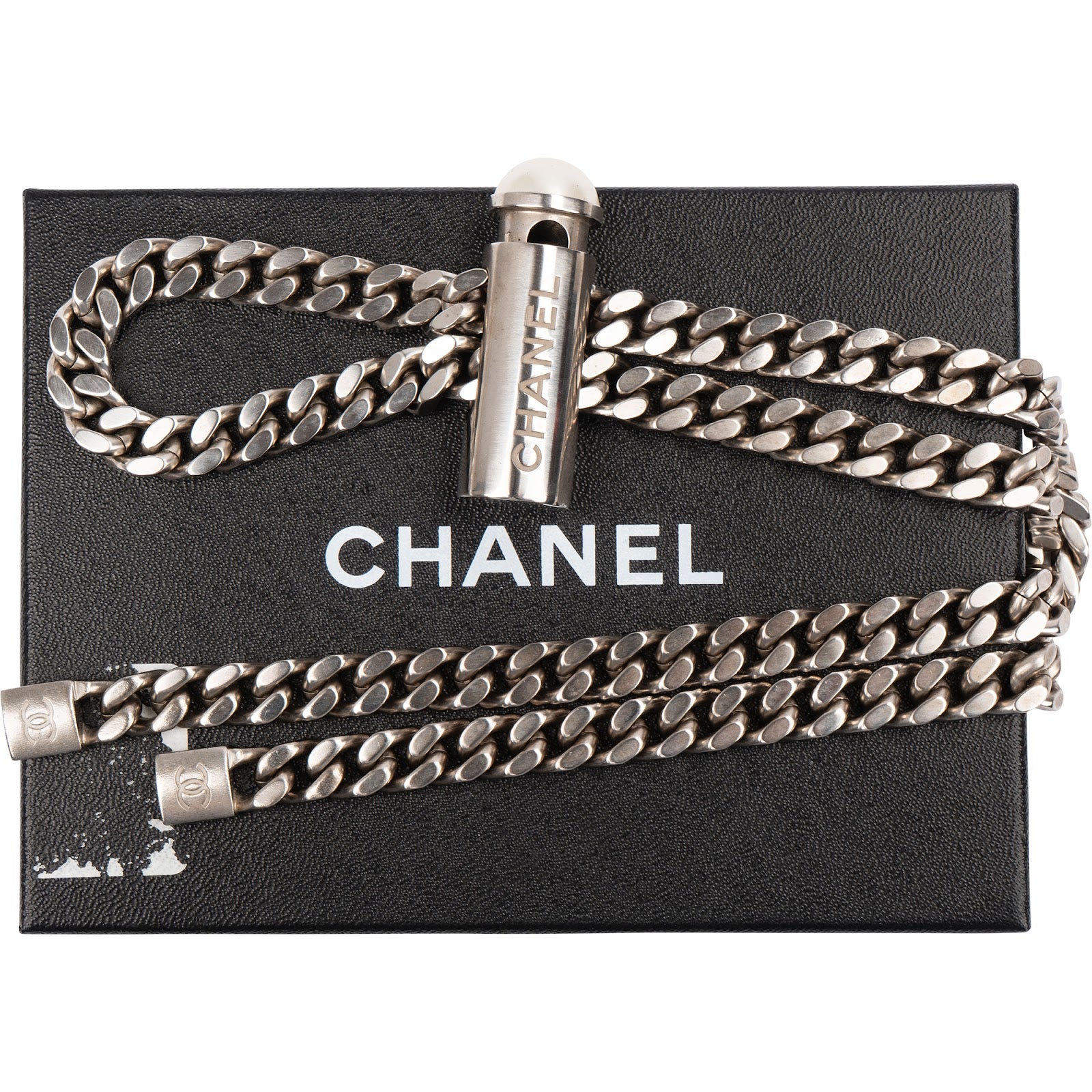Chanel – Lariat-bolo-ketting van palladiumzilver