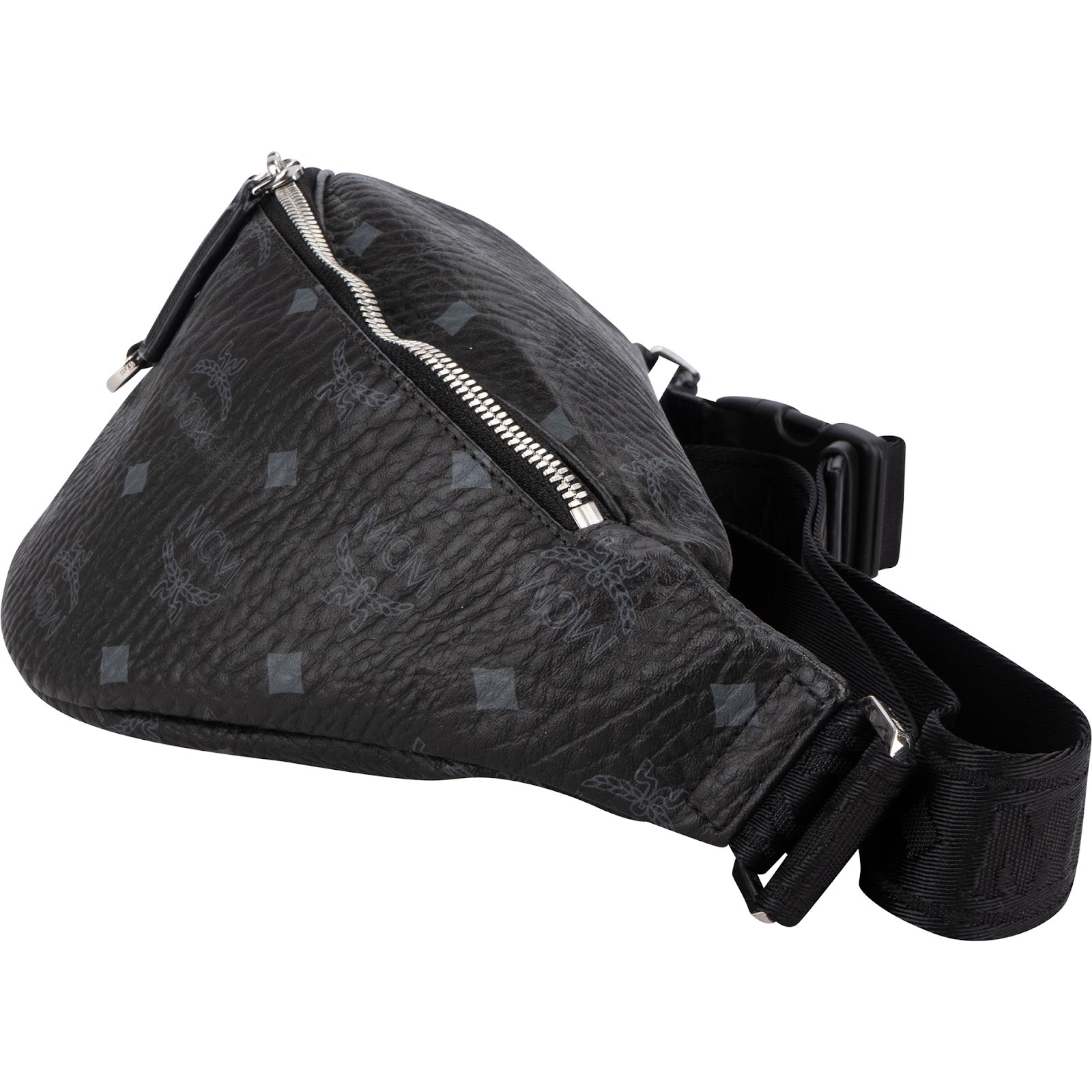 MCM zwarte leren Visetos Stark-riem crossbodytas
