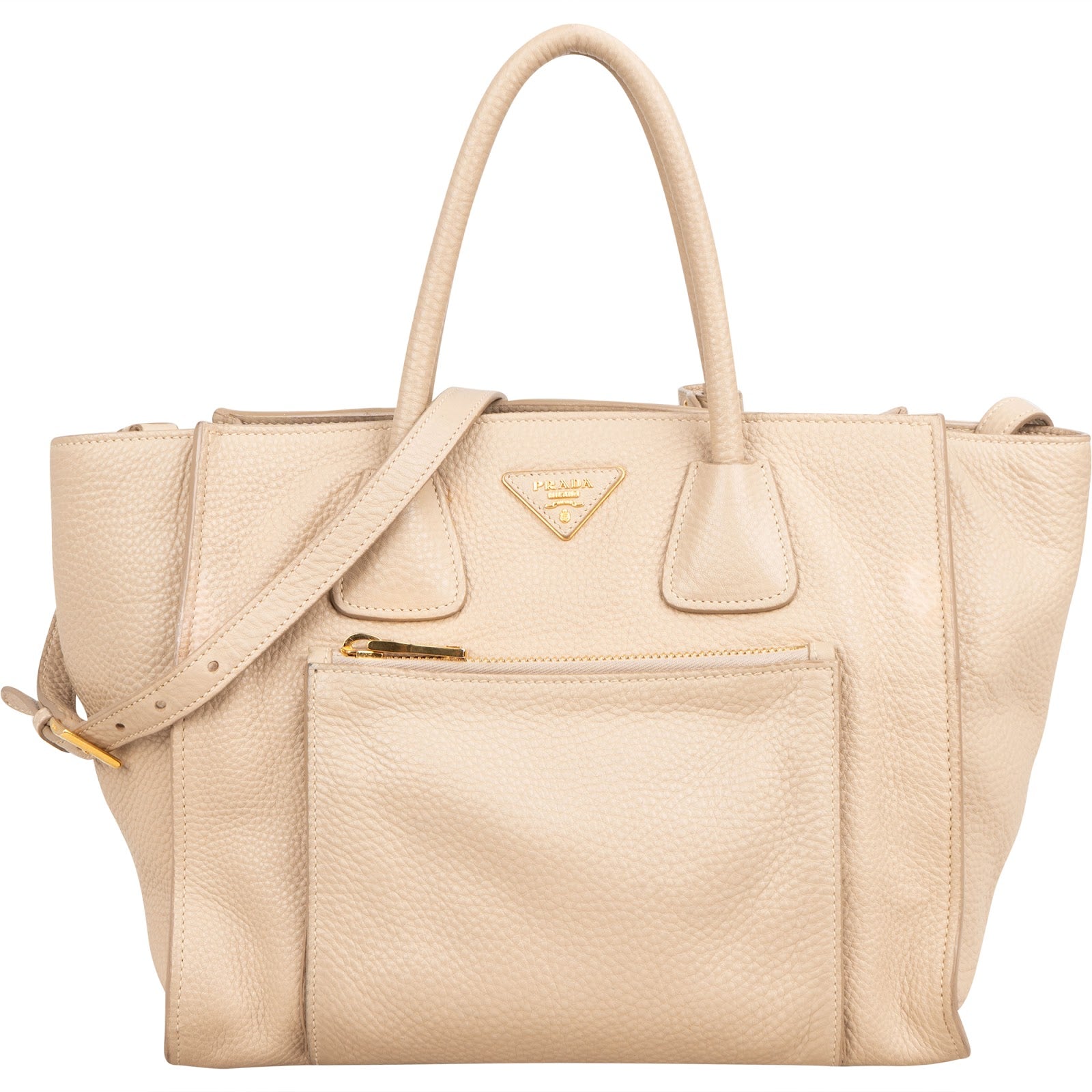 Prada Vitello Daino Leather Twin Pocket Luggage Shopper