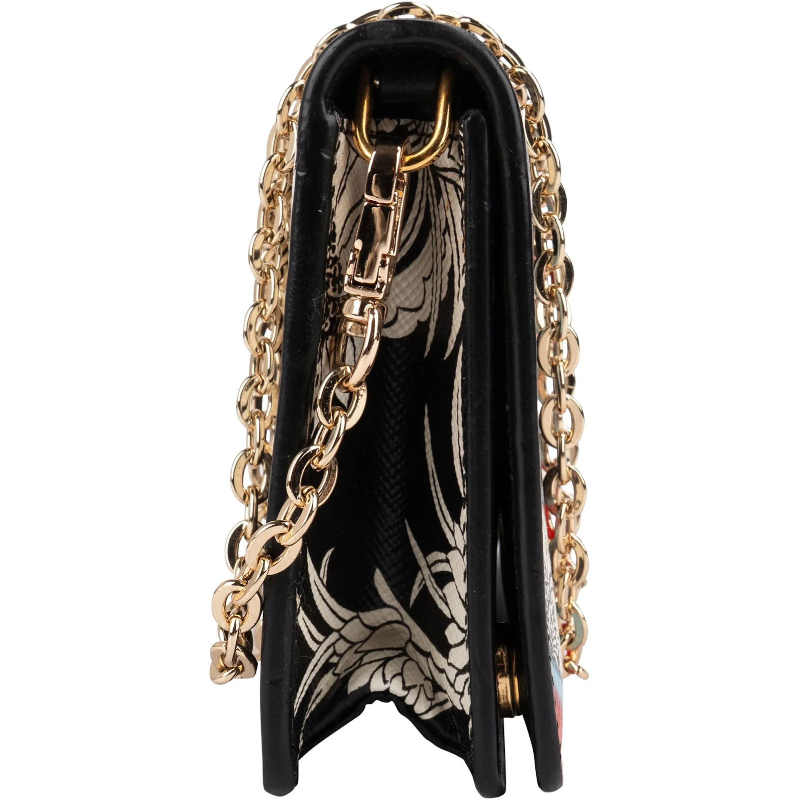 Prada Saffiano Leather Floral Flame Wallet on Chain Crossbody Bag