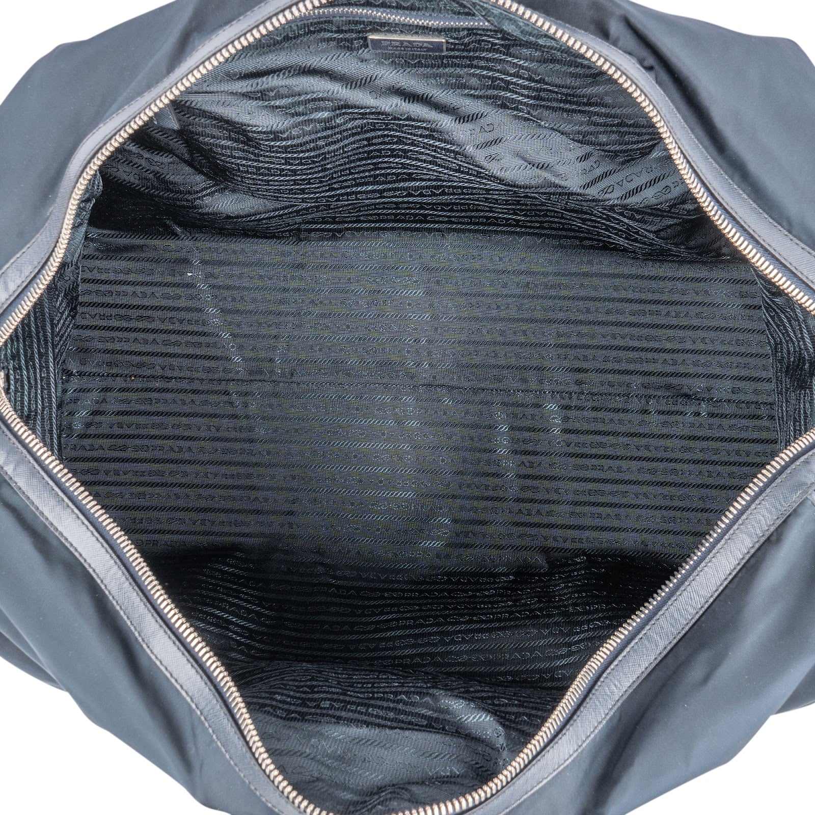 Prada Black Nylon Saffiano Leather Triangle Duffle Bag 55