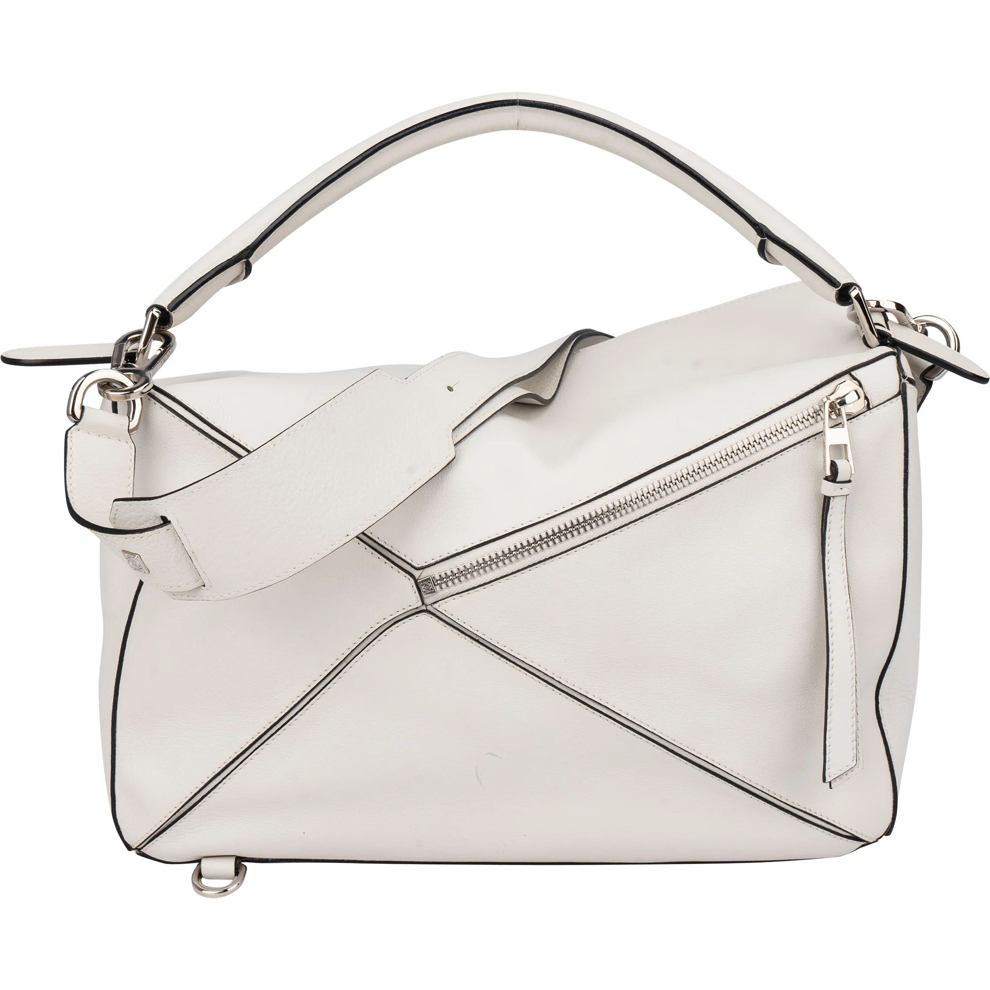 Loewe White Leather Puzzle Handbag