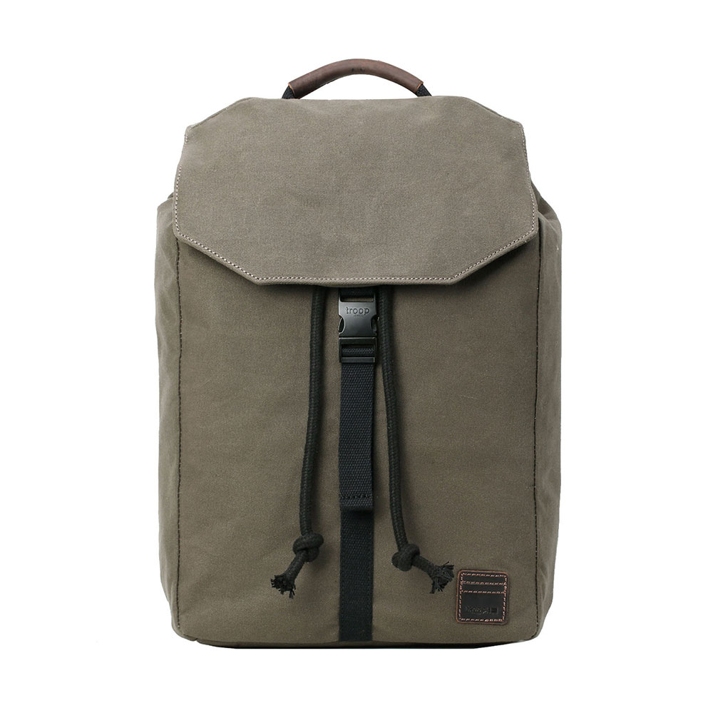 Troop London Heritage Waxed Canvas Laptop Backpack Olive