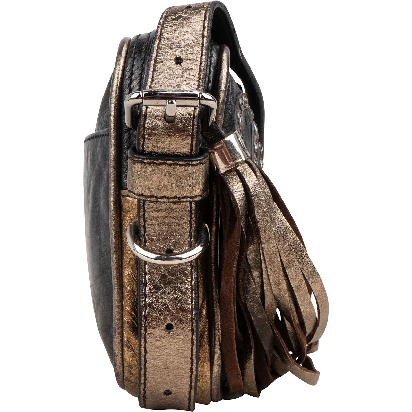 Loewe Leather Anagram Studded Fringe Crossbody Bag