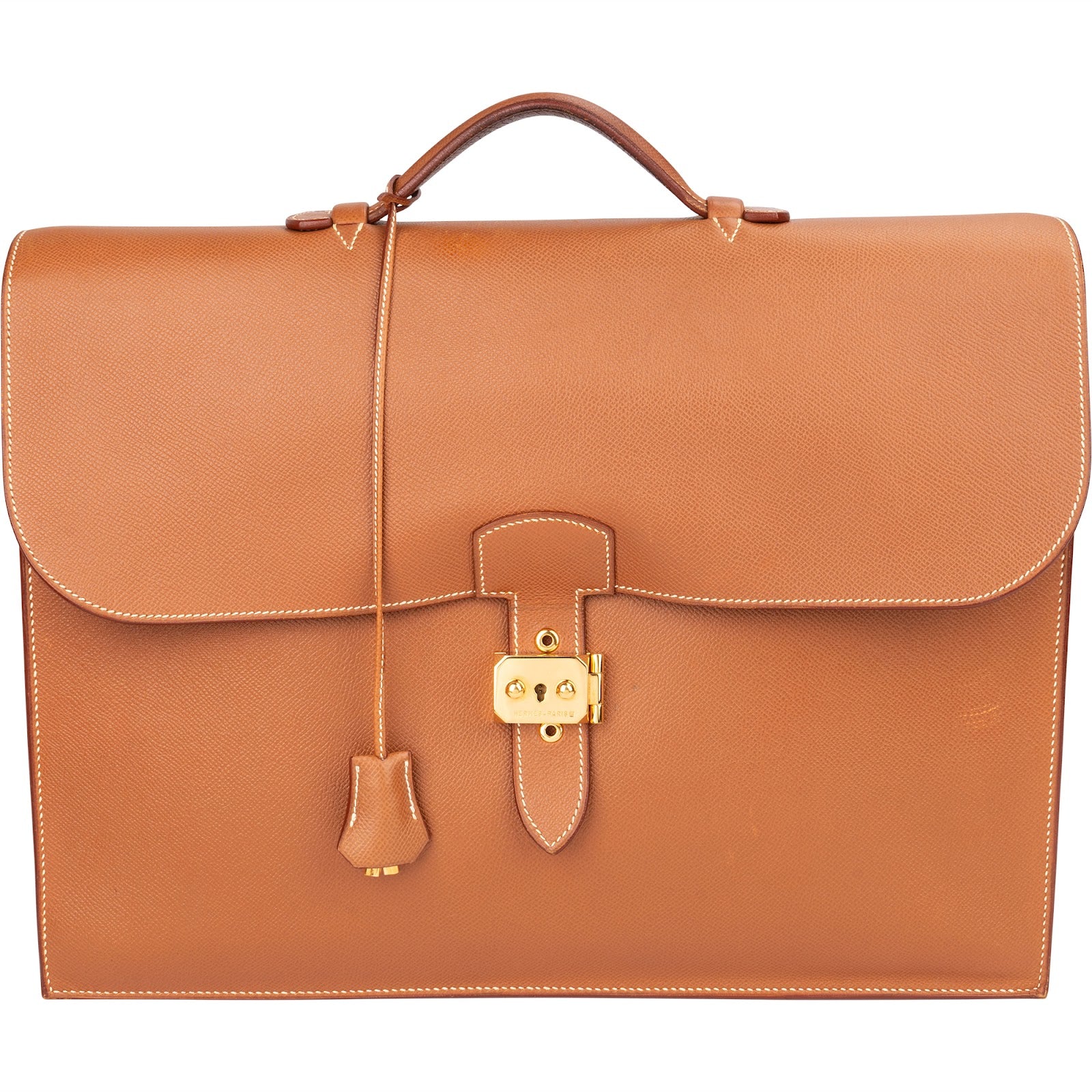 Borsa da lavoro Hermès in pelle marrone Courchevel "Sac à Dépeches"
