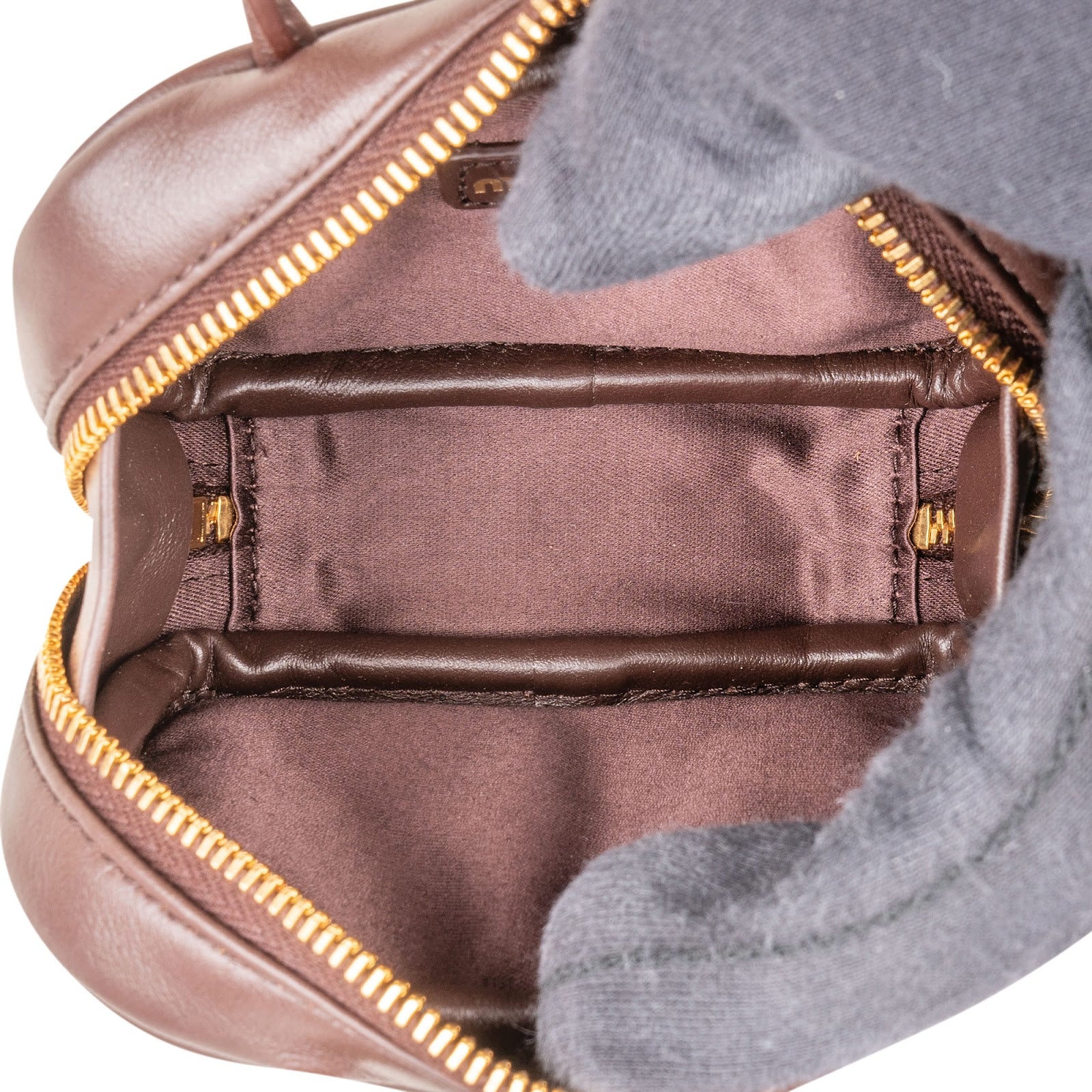 Miu Miu Brown Leather Top Handle Micro Handbag