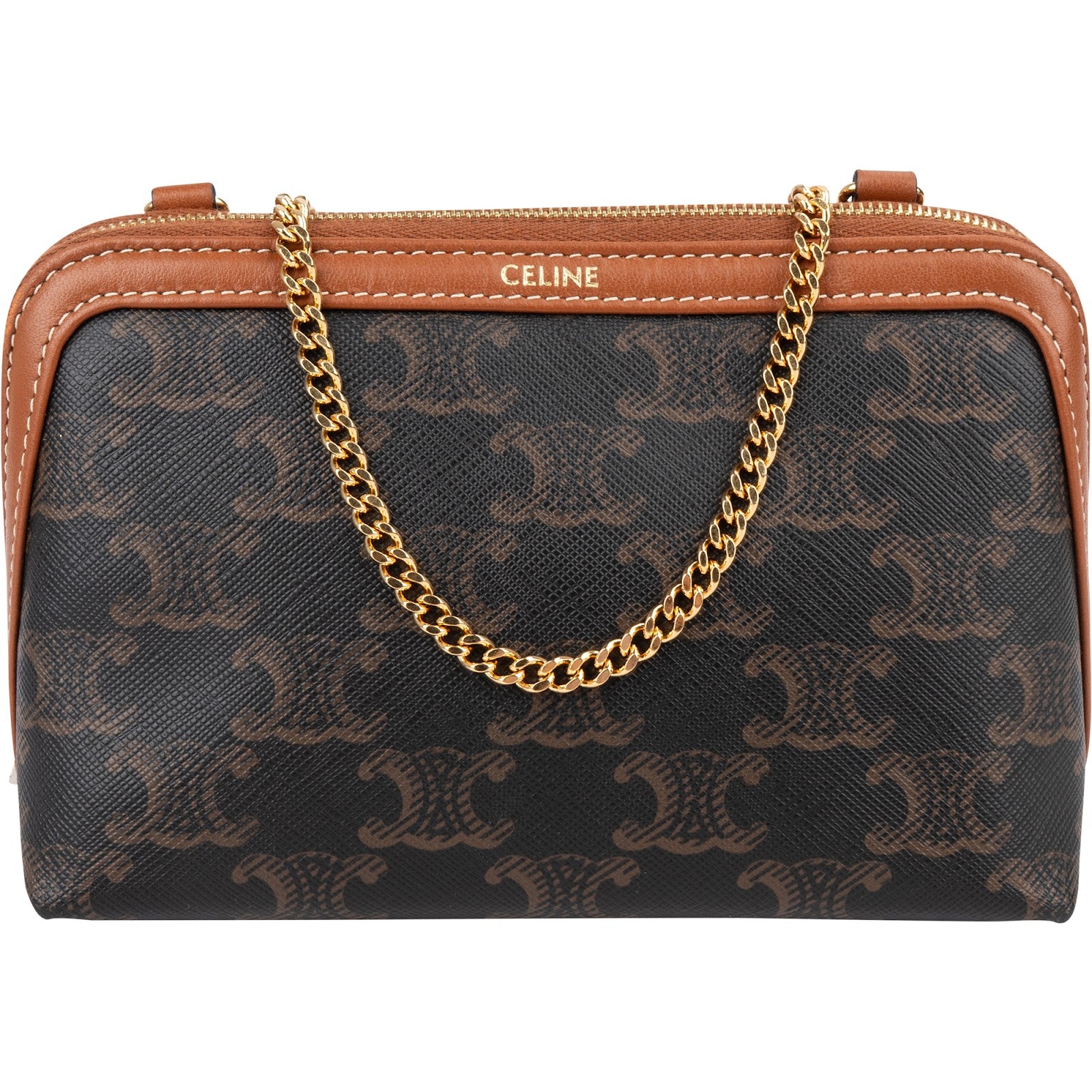 Celine Triomphe Monogram Canvas Chain Crossbody Bag