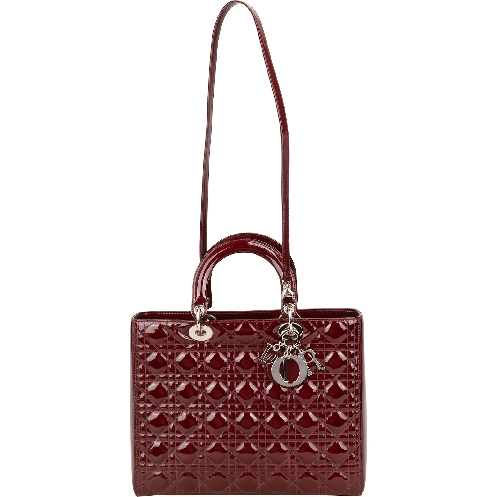 Christian Dior Quilted Patent Leather Lady Dior Handbag