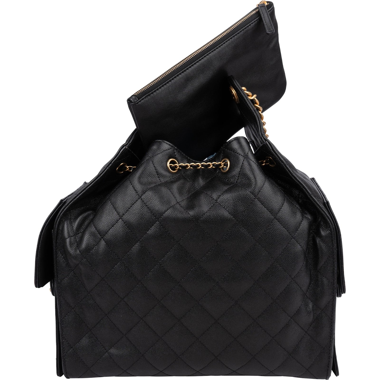 Chanel 25 Caviar Leather CC Drawstring Shoulder Bag