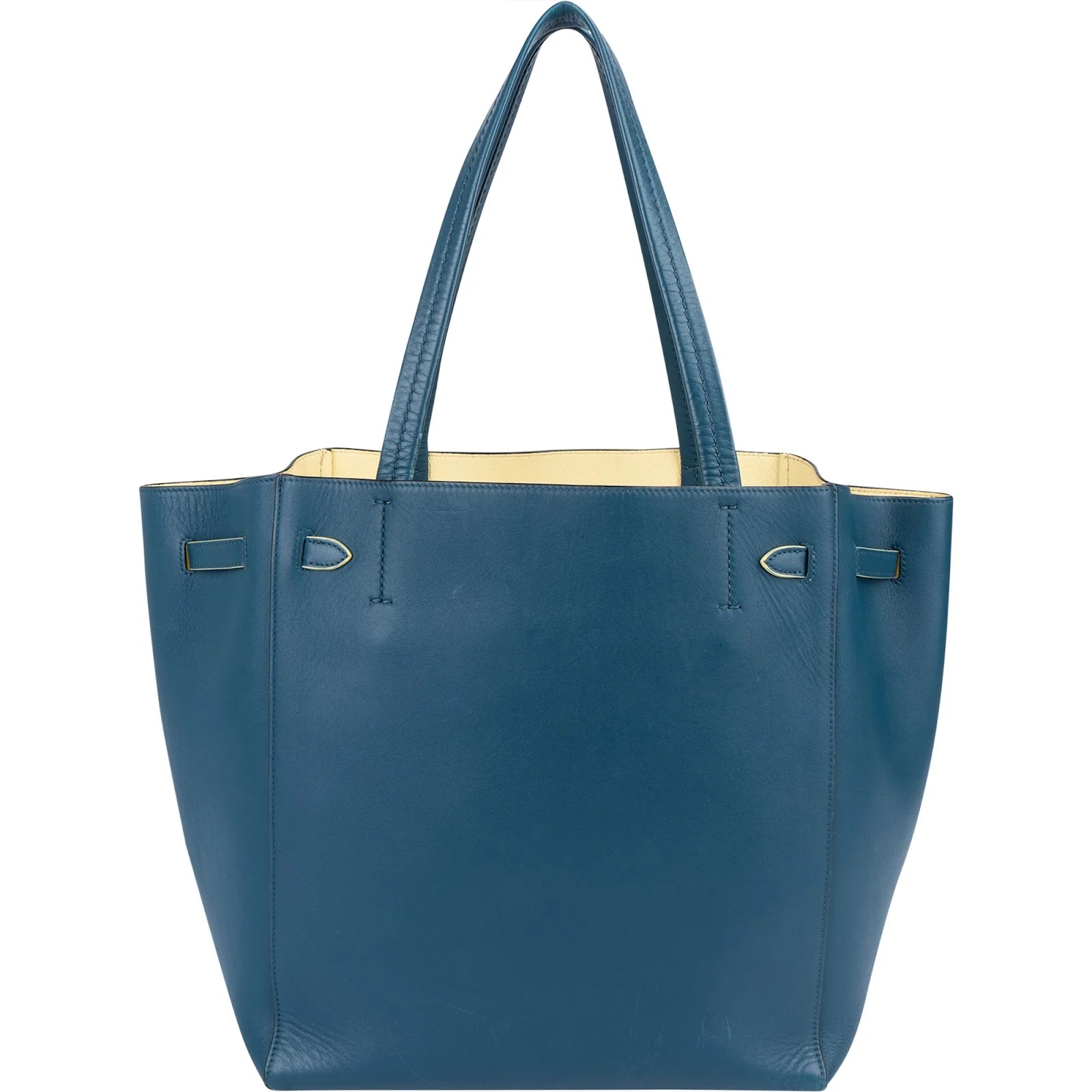 Céline Blue Leather Cabas Phantom Drawstring Tassel Shoulder Bag