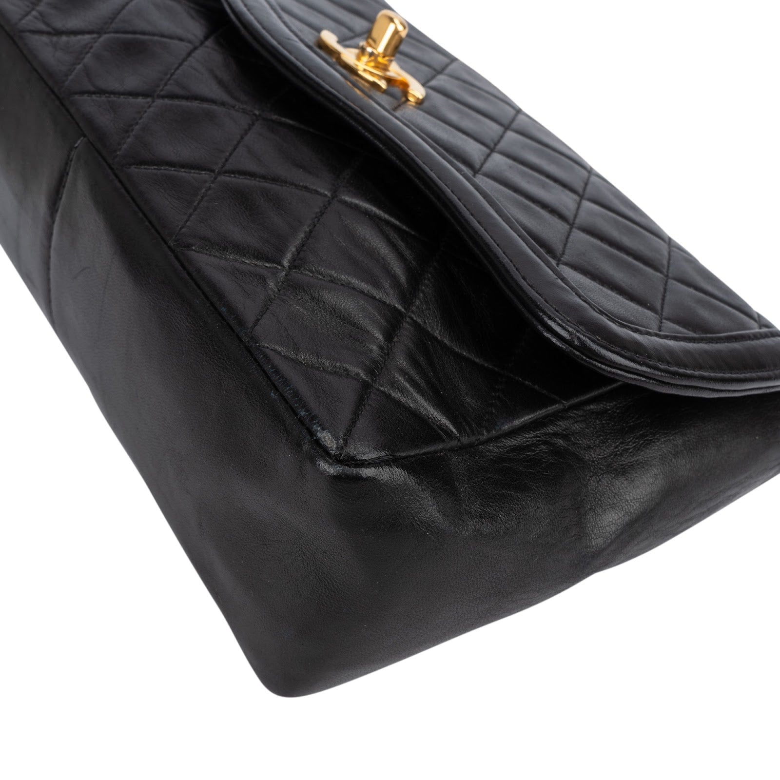 Chanel Quilted Lambskin 24K Gold Single Flap Crossbody Bag