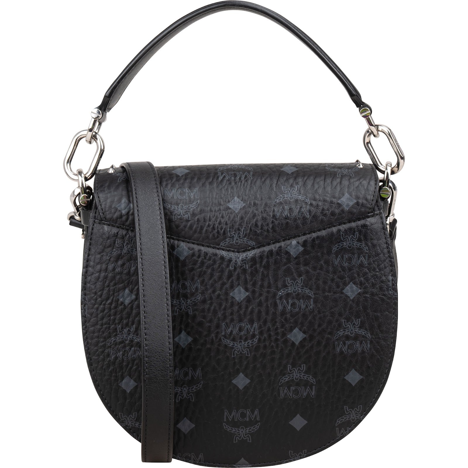 Sac à bandoulière MCM Visetos Monogram Patricia clouté, style « saddle »