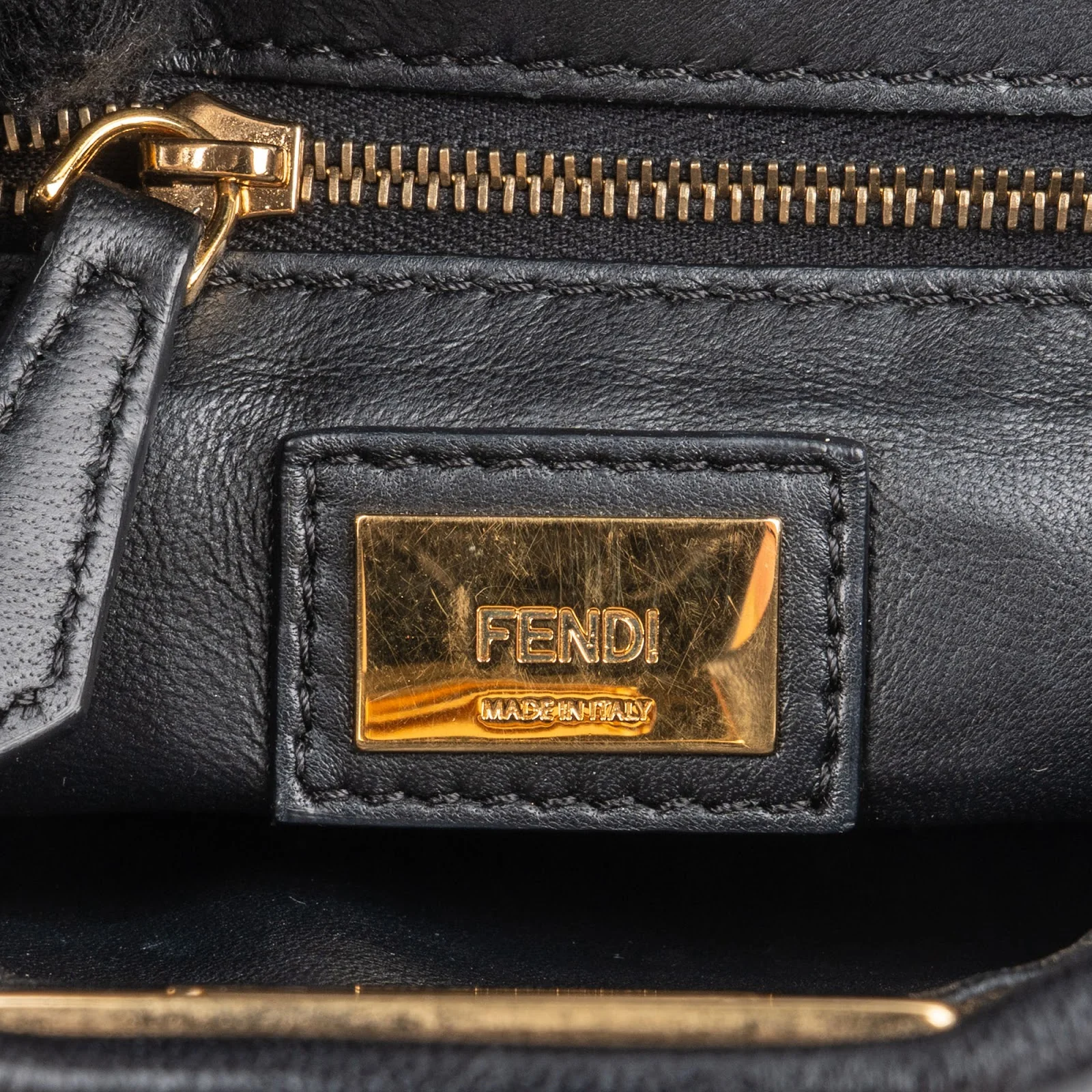 Fendi Black Leather Mini Peekaboo Handbag