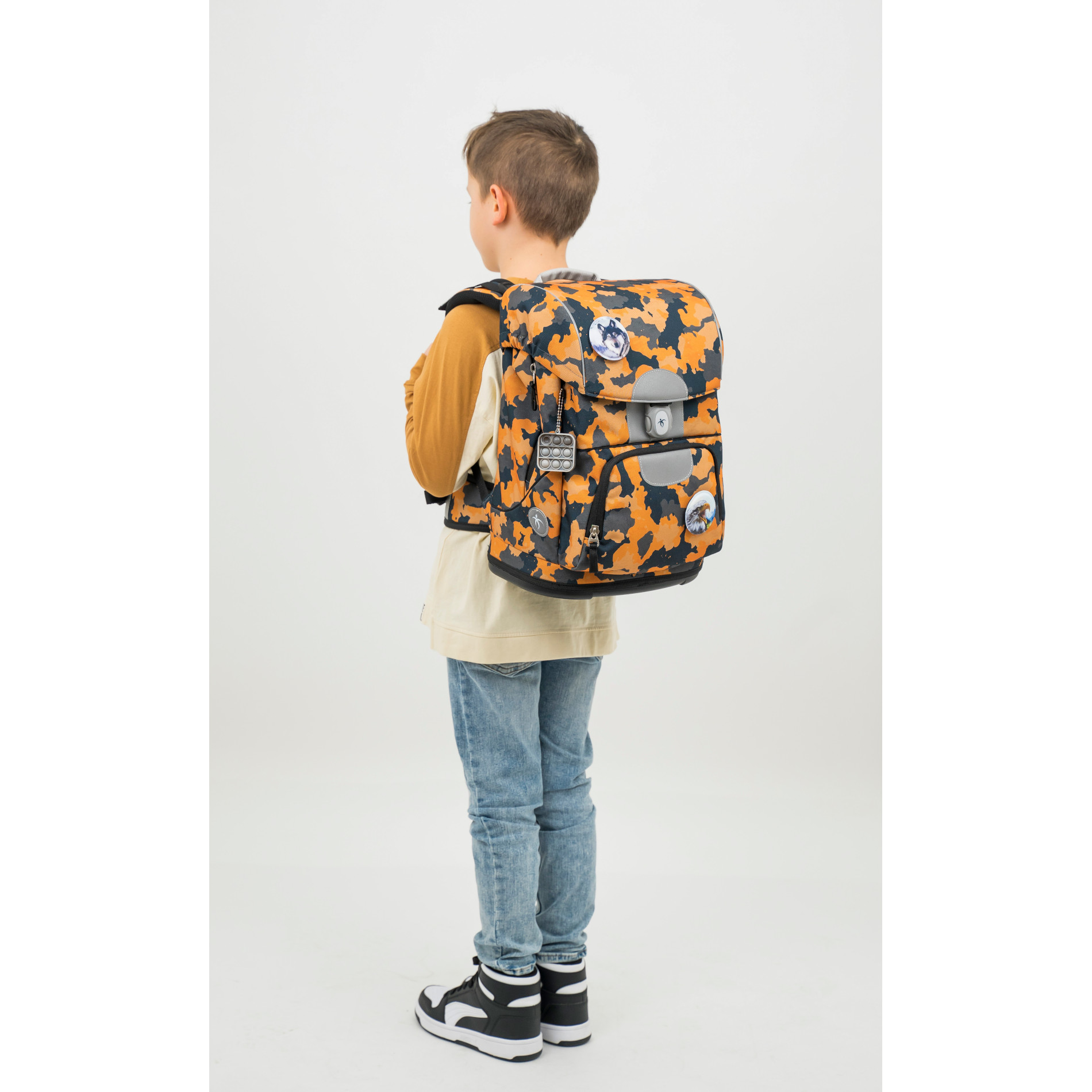 Motion ergonomisches Schulranzenset 5tlg. - Orange Camouflage