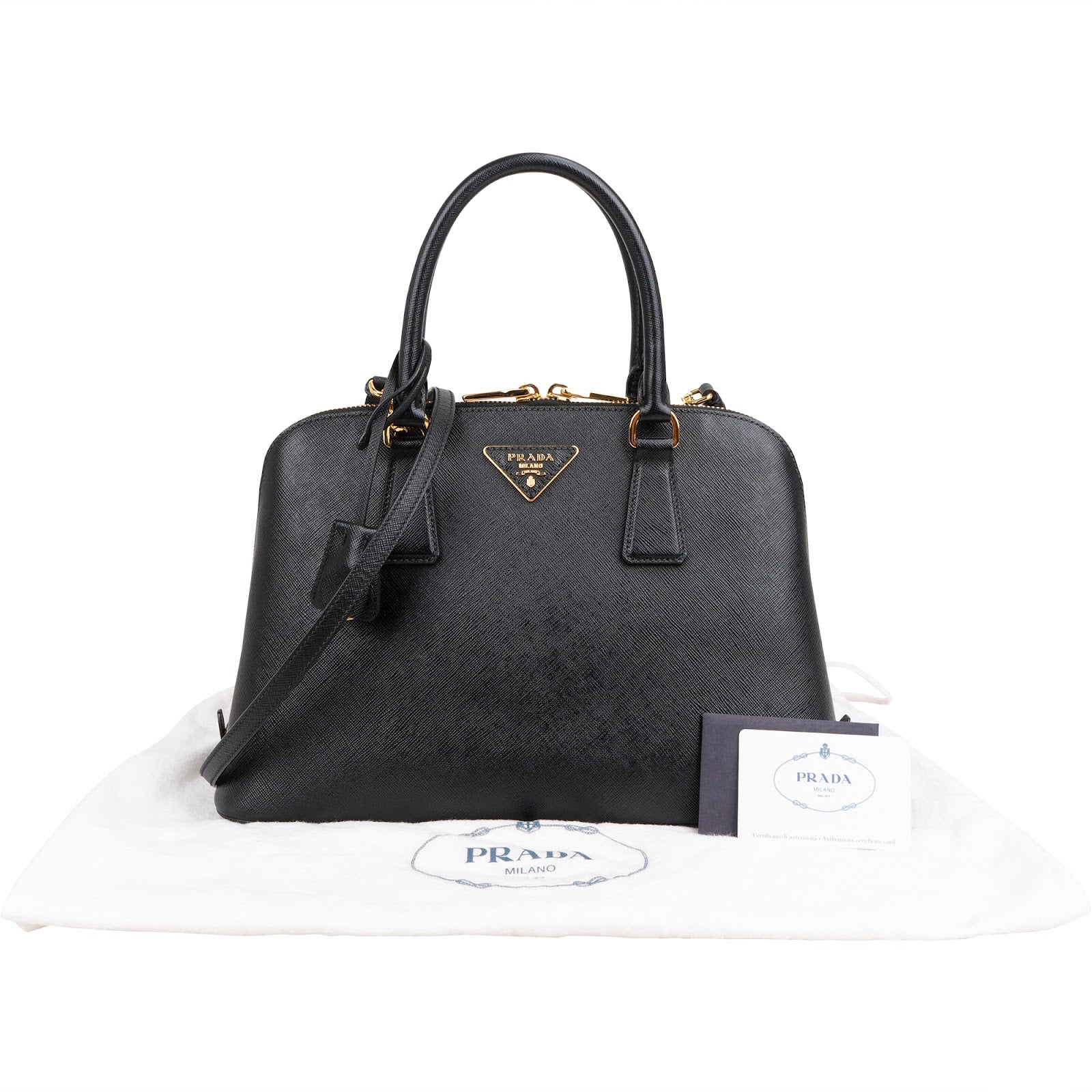 Prada Black Saffiano Leather Promenade Handbag