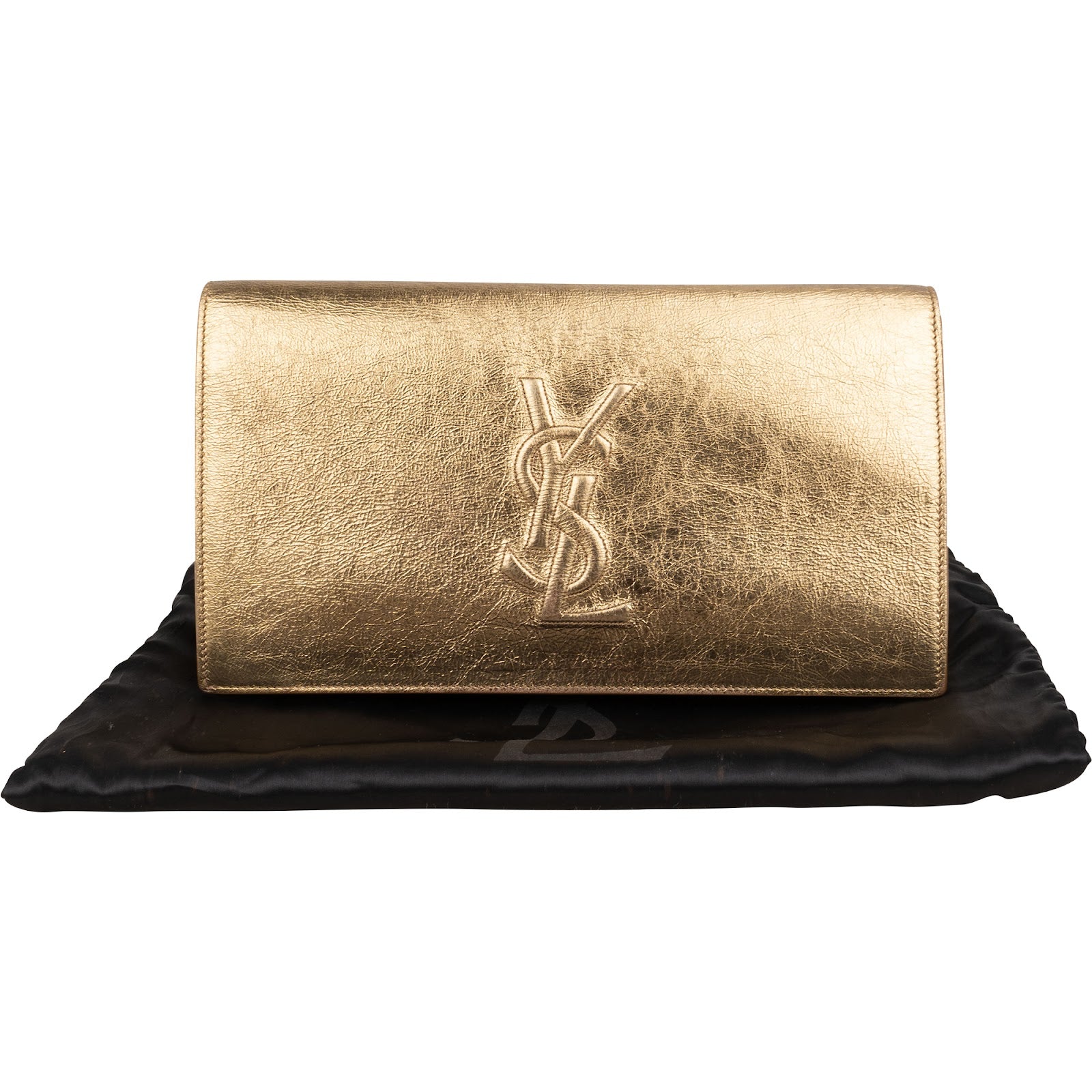Yves Saint Laurent Crinkled Metallic Leather Cassandre Clutch