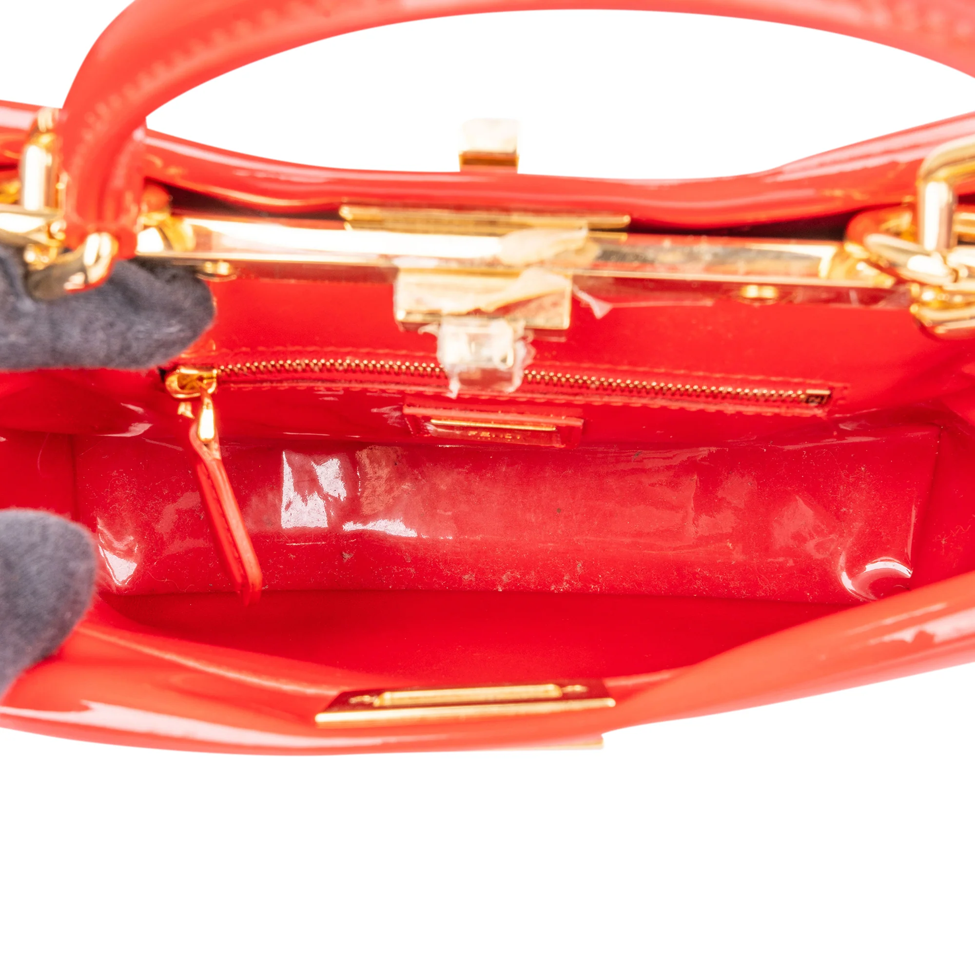 Fendi Red Patent Leather Peekaboo Handbag