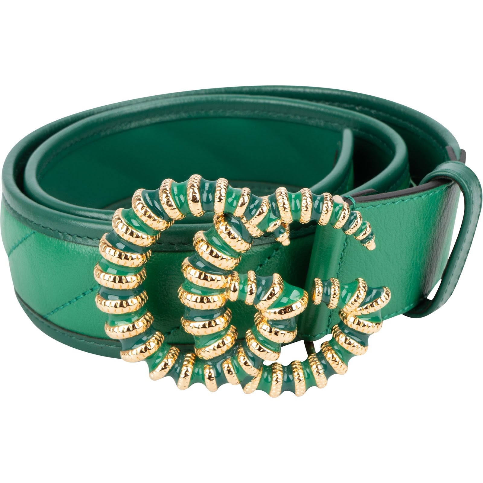 Gucci Green GG Marmont Quilted Leather Torchon Belt (75)
