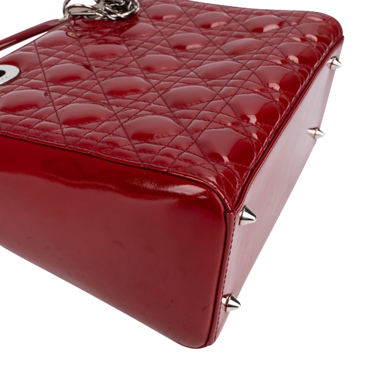 Christian Dior Quilted Patent Leather Lady Dior Handbag