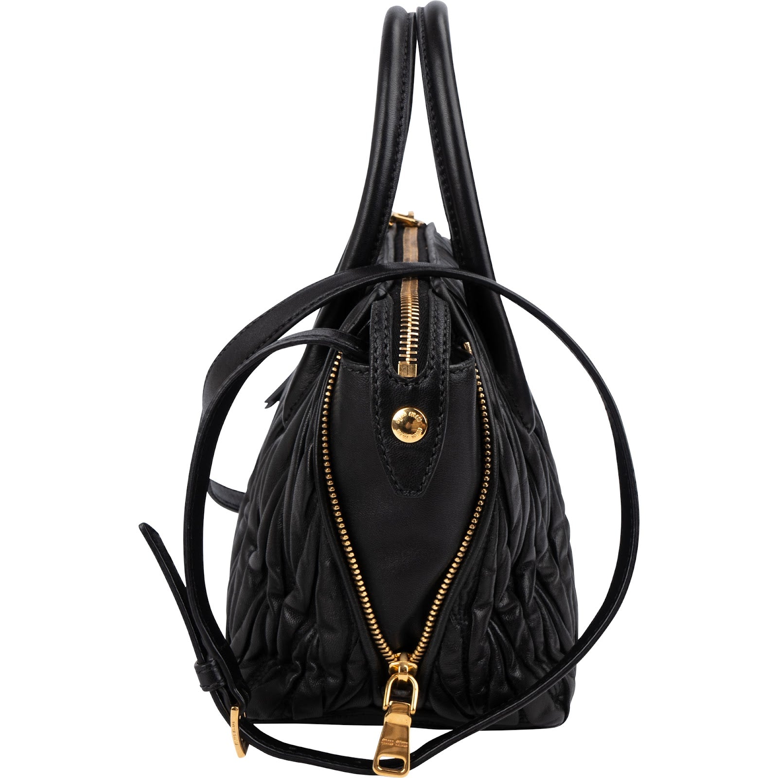 Miu Miu Black Matelassé Nappa Leather Handbag