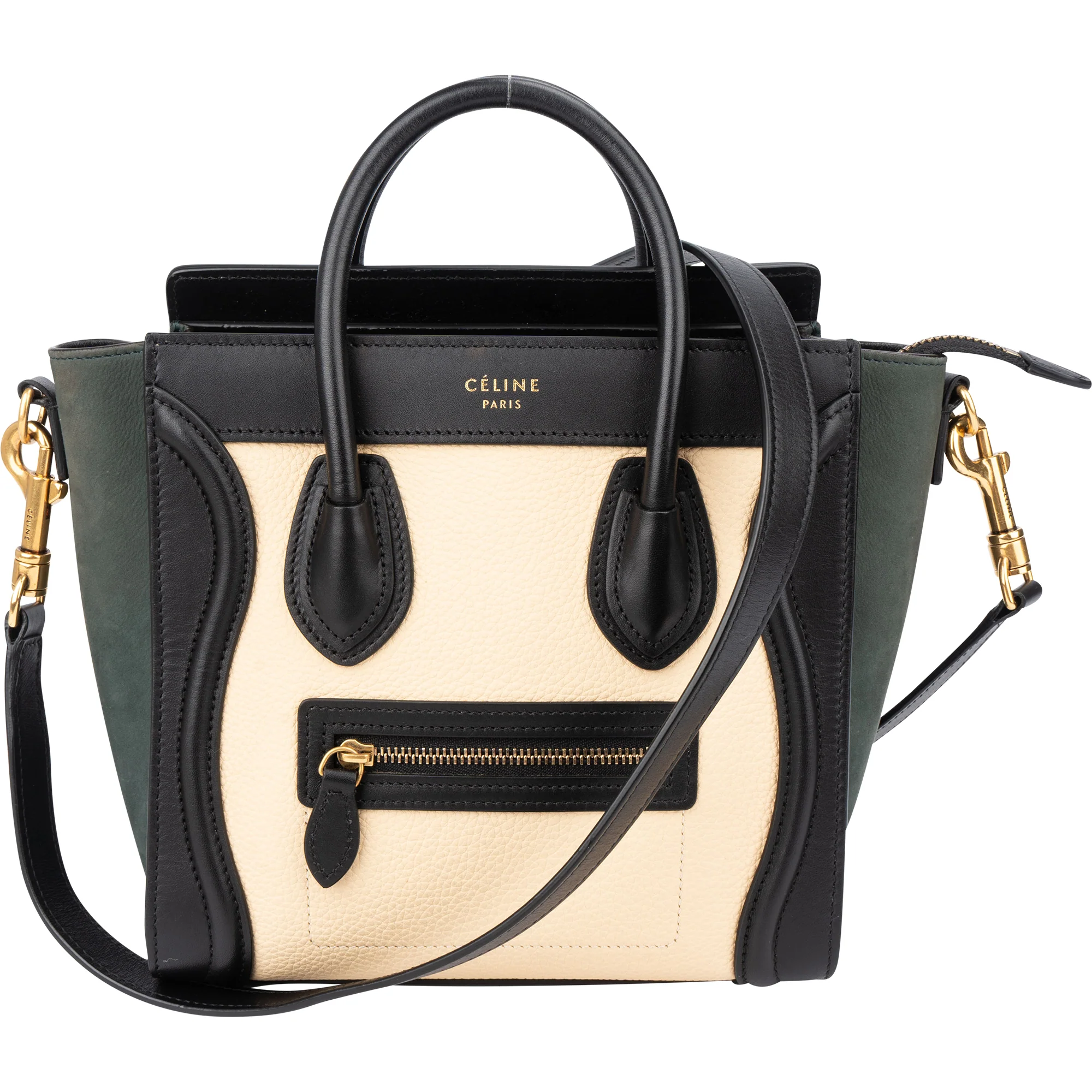 Céline Tricolor Leather Luggage Handbag
