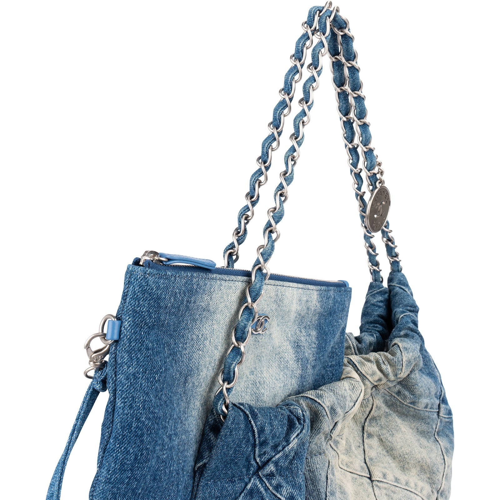 Chanel 22 Quilted Denim Chanel  Tote Shoulder Bag