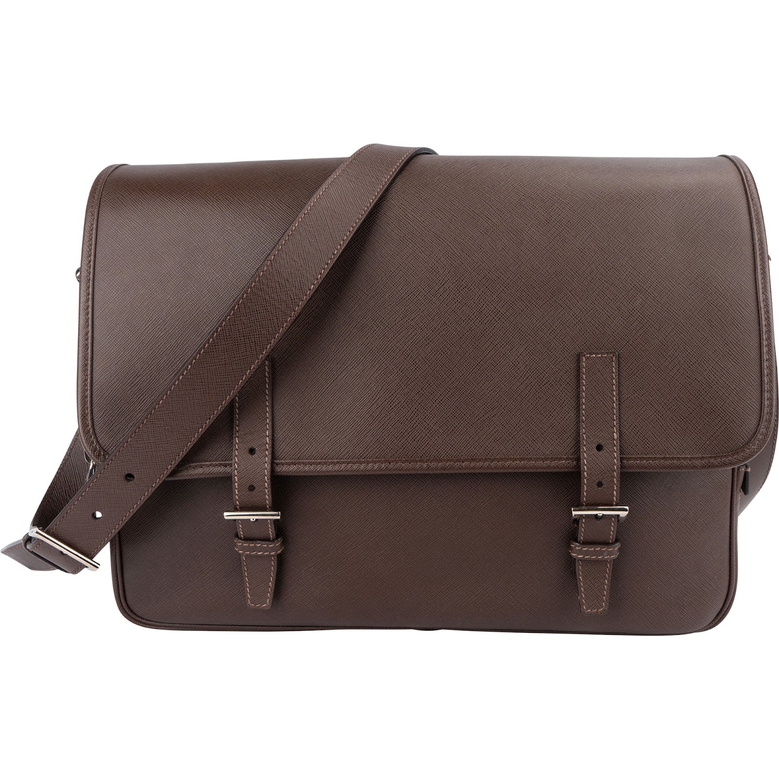 Prada Saffiano Leather Triangle Messenger Crossbody Bag