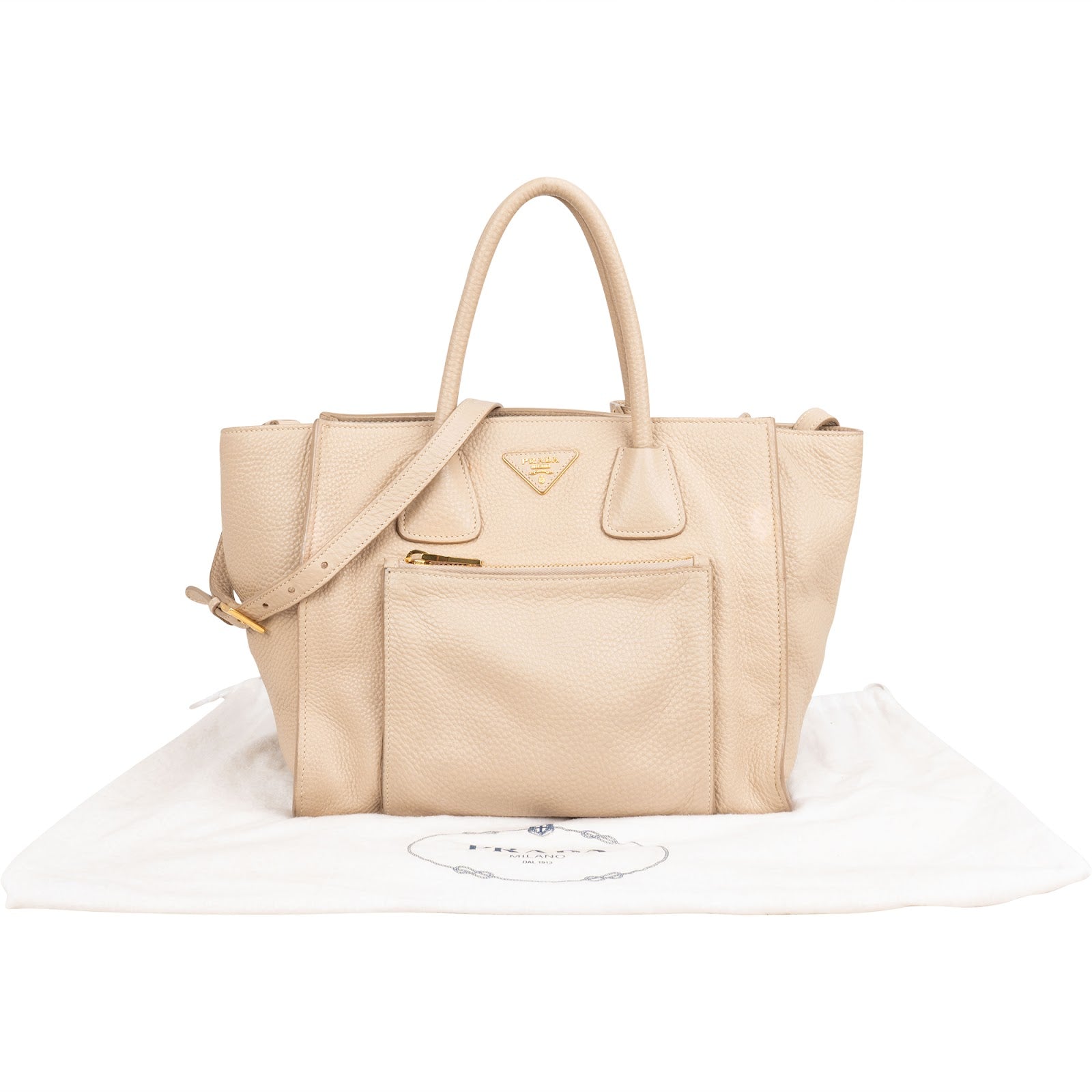 Prada Vitello Daino Leather Twin Pocket Luggage Shopper