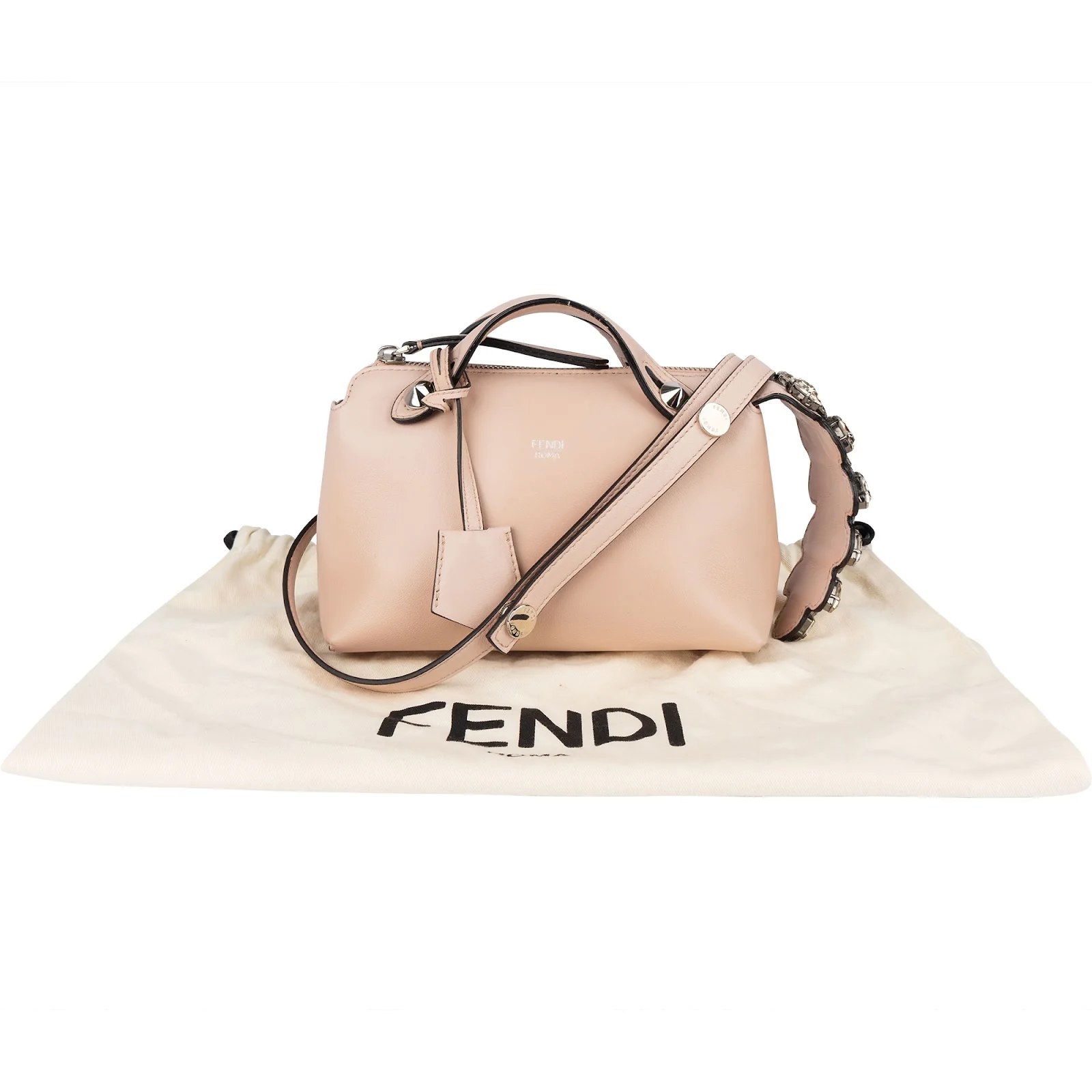 Fendi By The Way Mini Crystal Applique Calfskin Leather Crossbody Bag