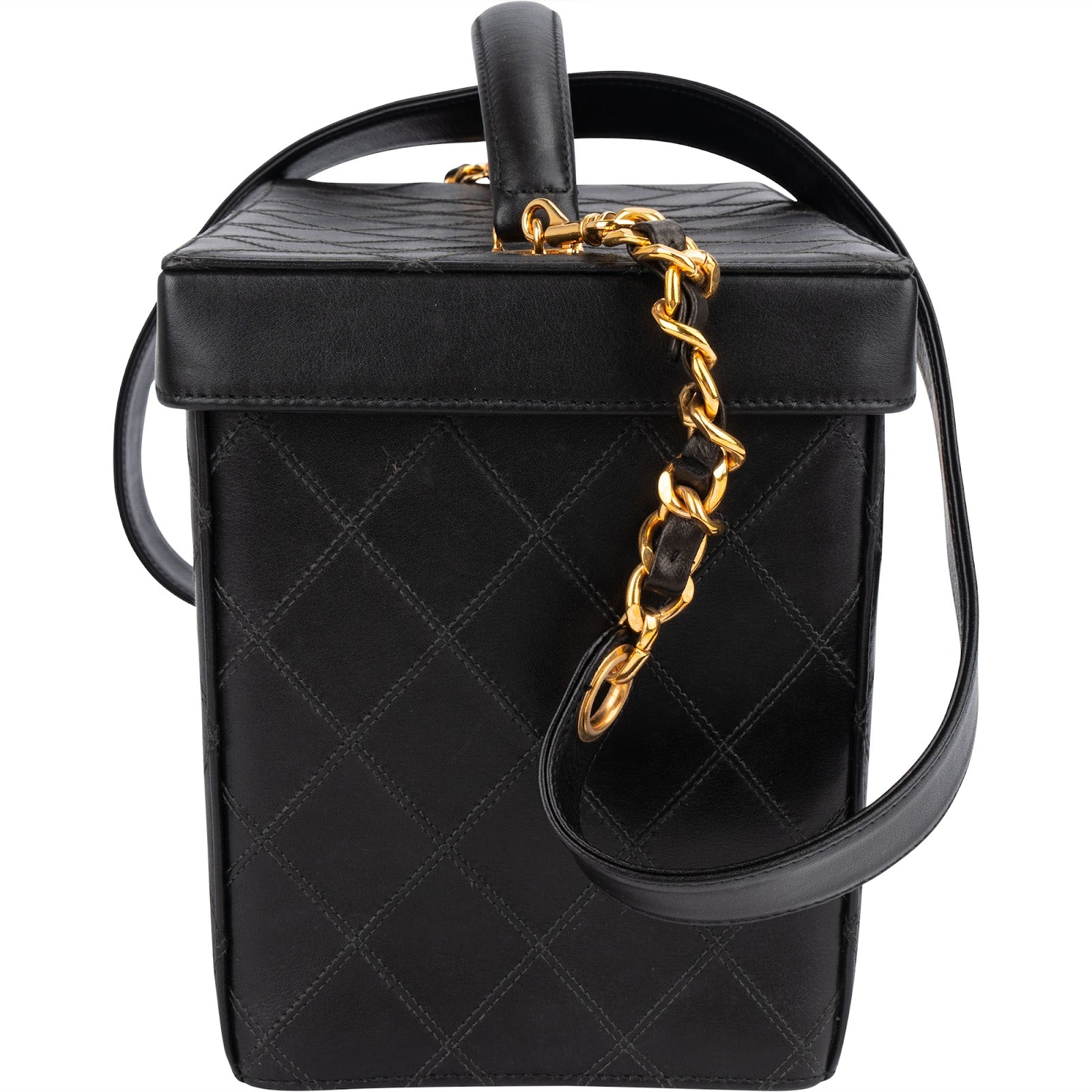 Chanel Jumbo Quilted Lambskin 24K Gold CC Vanity Case Handbag