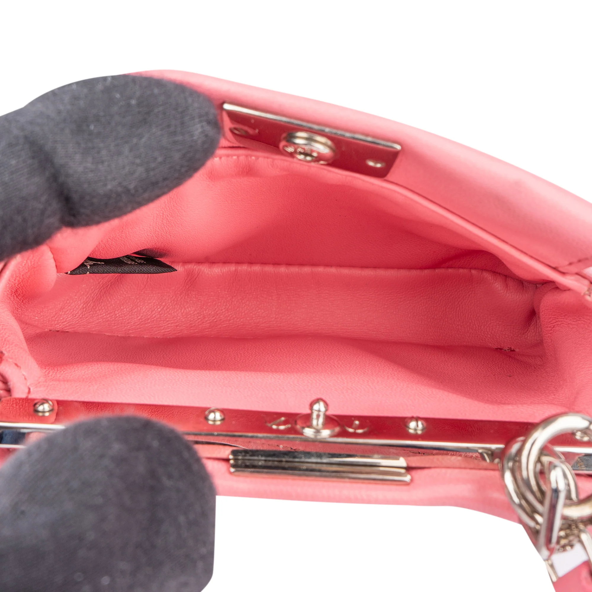 Fendi Pink Leather Crystal Micro Peekaboo Handbag