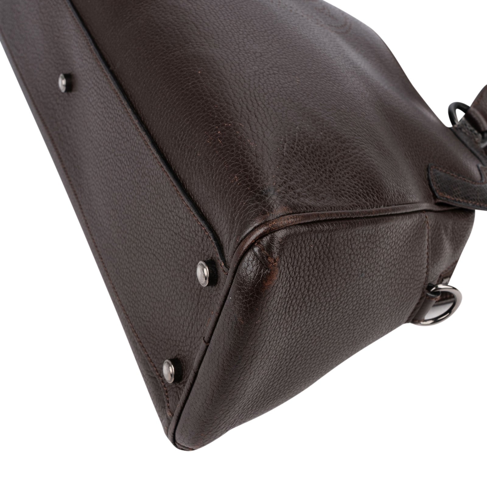 Cartier Brown Pebbled Leather Handbag