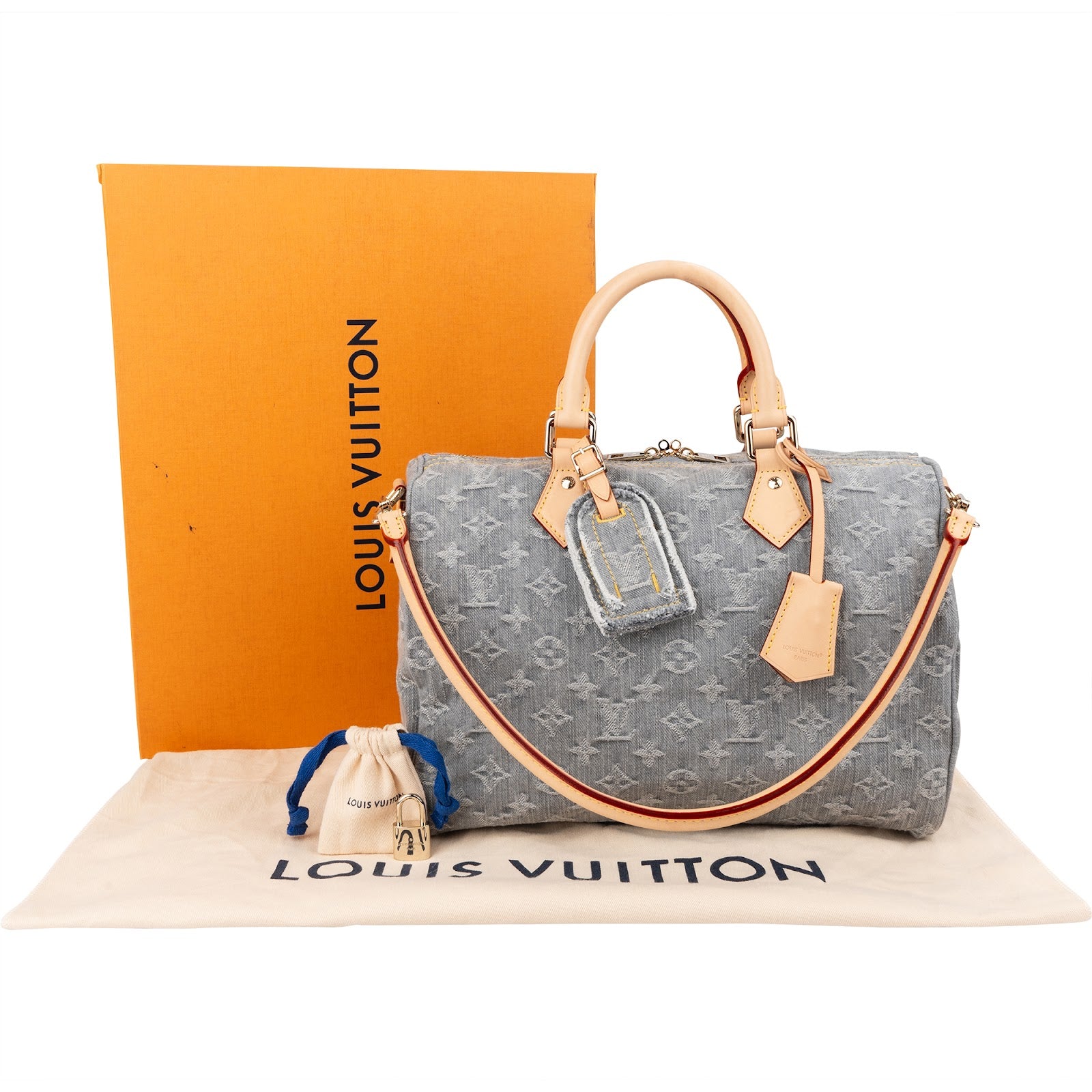 Louis Vuitton Monogram Denim Speedy 30 Bandoulière Boston Bag