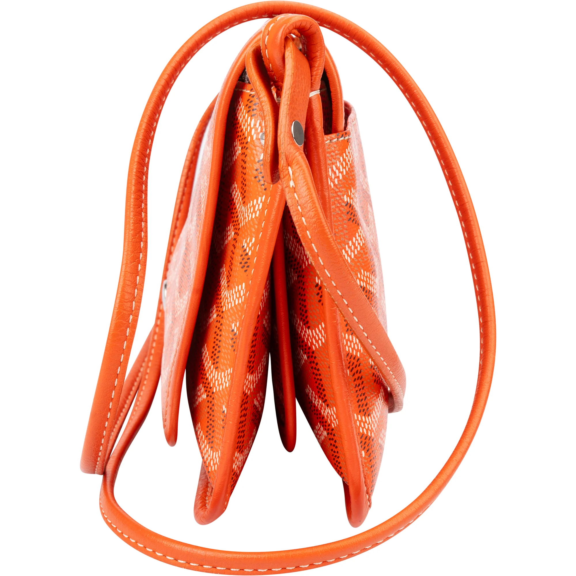 Goyard Orange Goyardine Monogram Plumet Flat Crossbody Bag