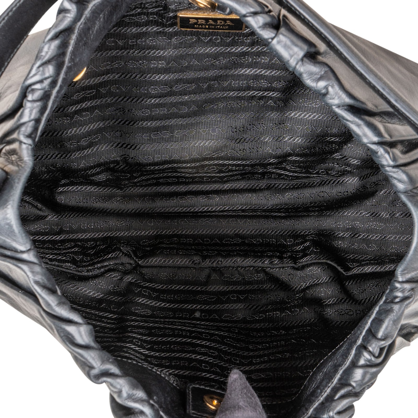 Prada Nappa Leather Gathered Hobo Shoulder Bag