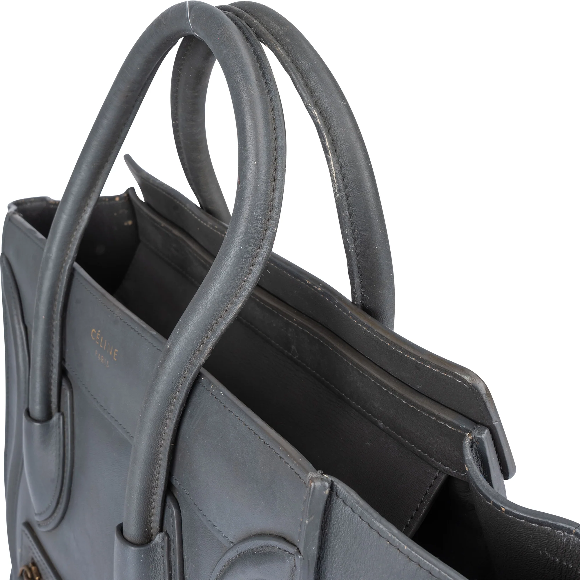 Céline Grey Leather Luggage Handbag