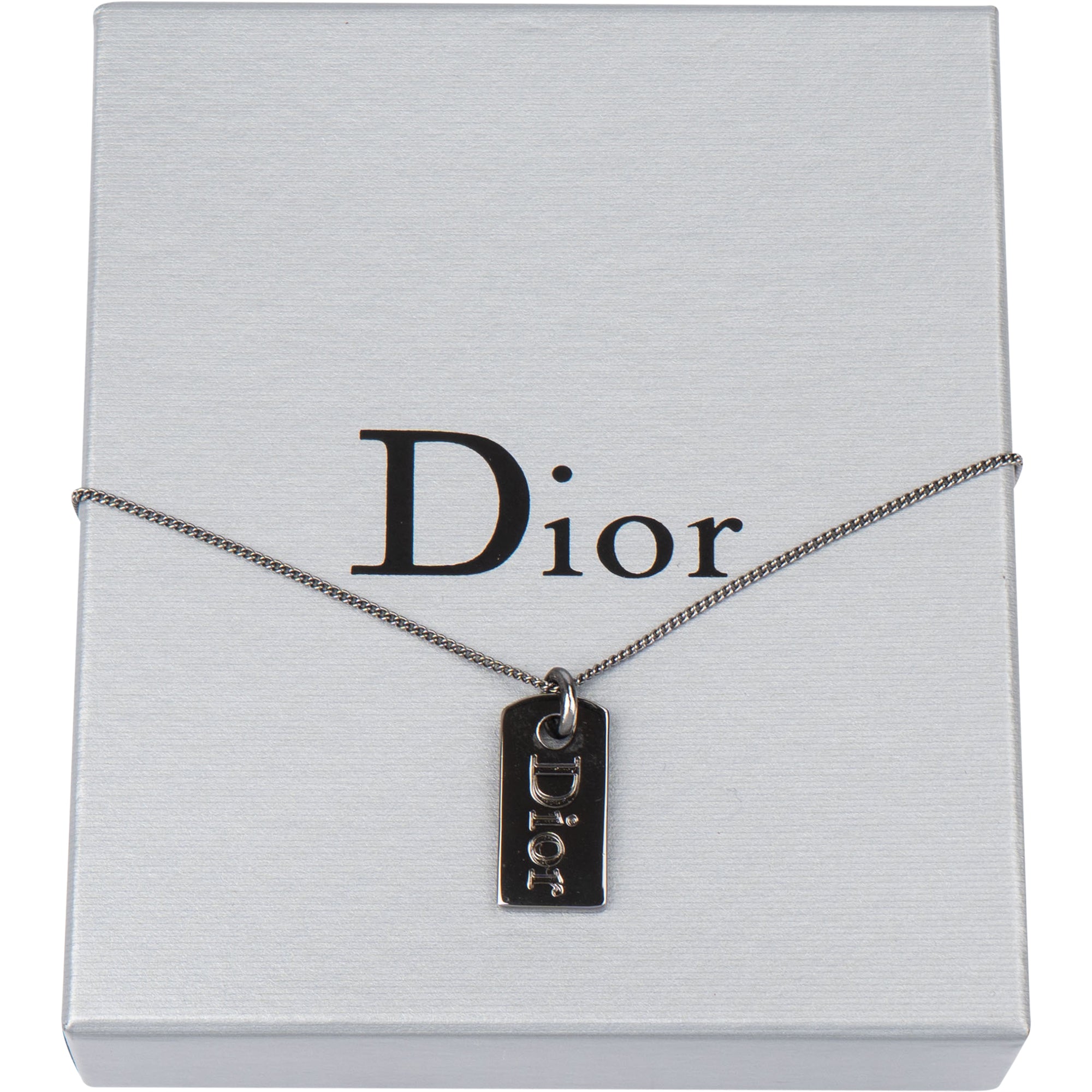 Christian Dior Space Grey Dog Tag Necklace