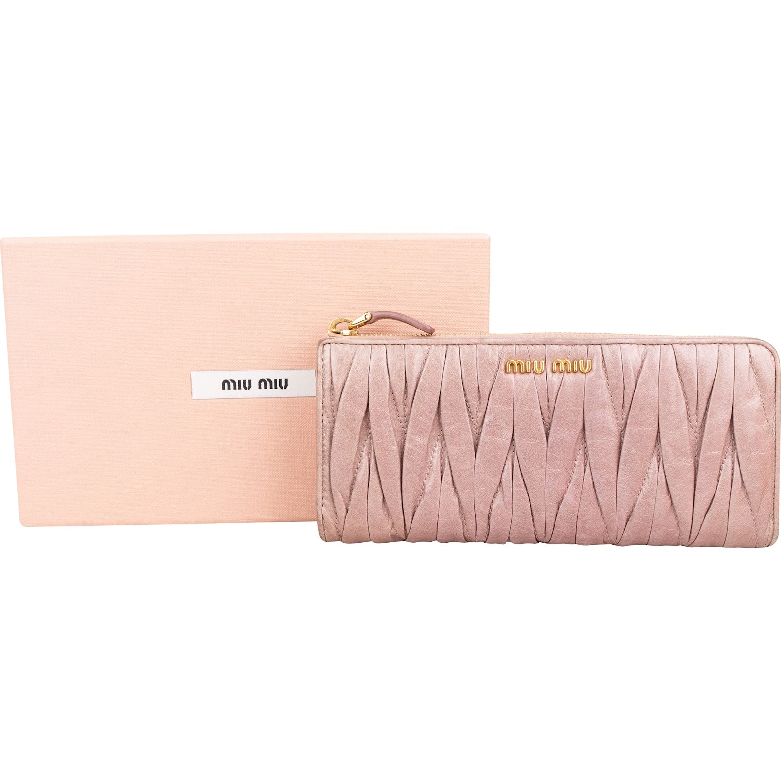 Miu Miu Vitello Matelassé Leather Zip-Around Wallet