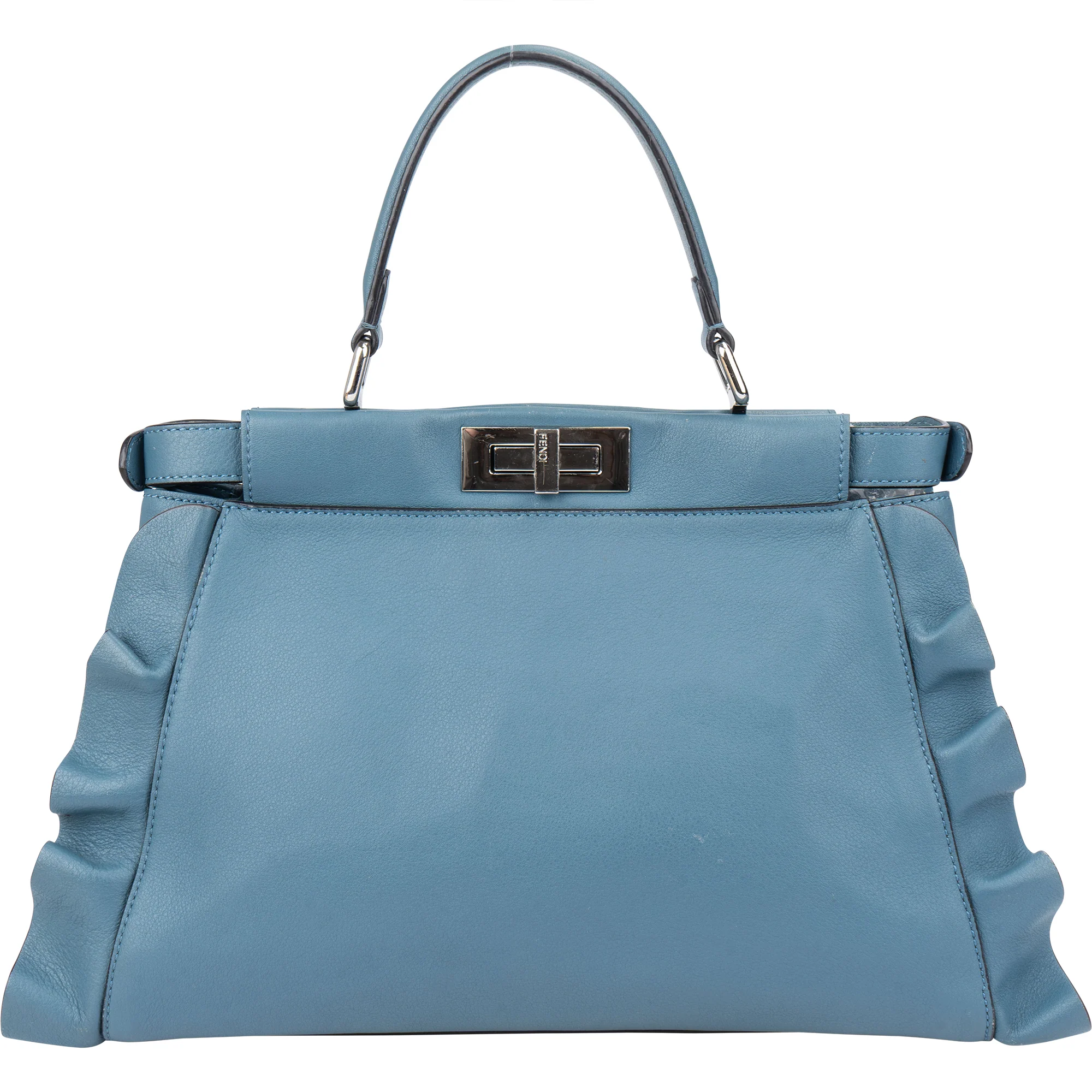 Fendi Blue Leather Peekaboo Wave Handbag