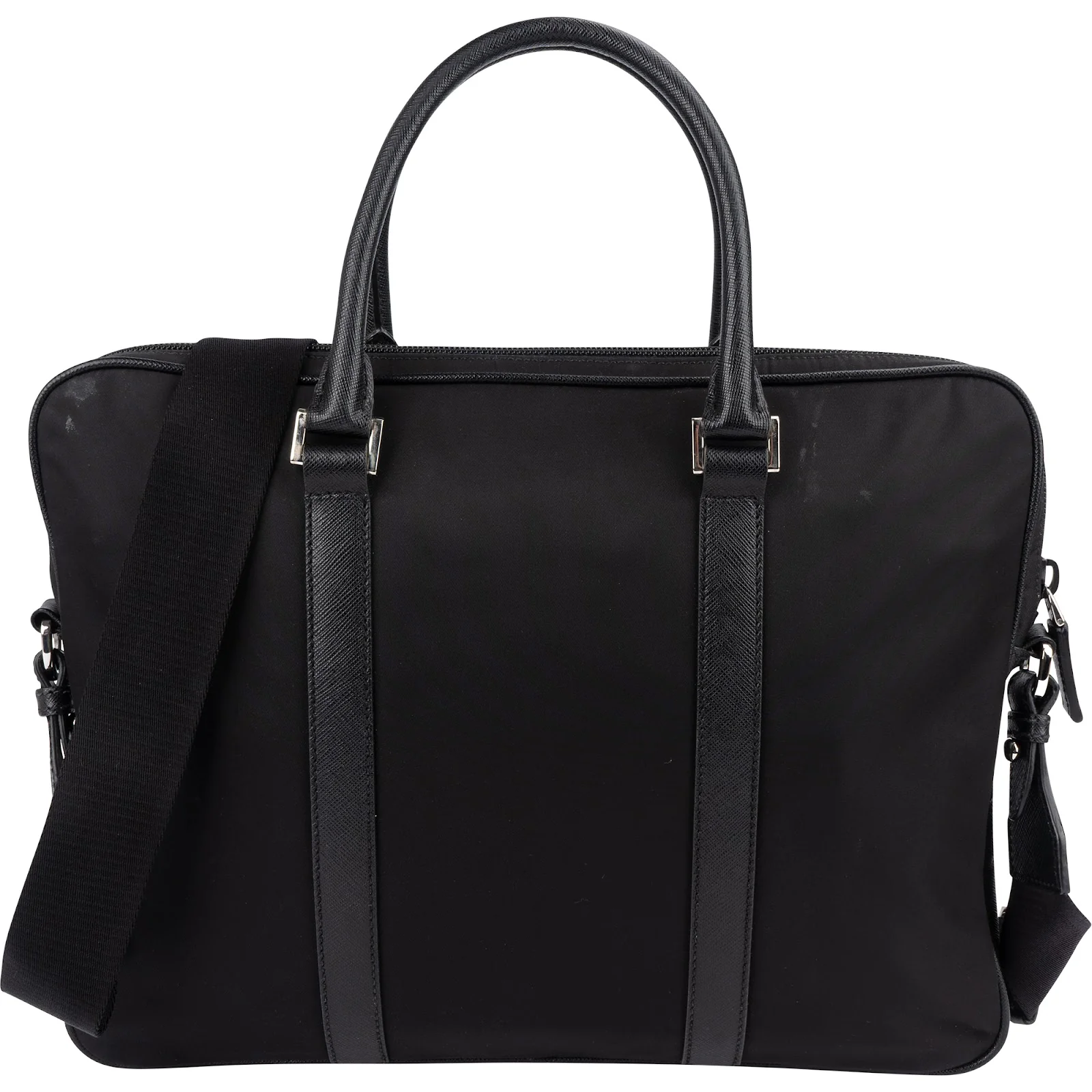 Prada Nylon Saffiano Leather Triangle Business Bag