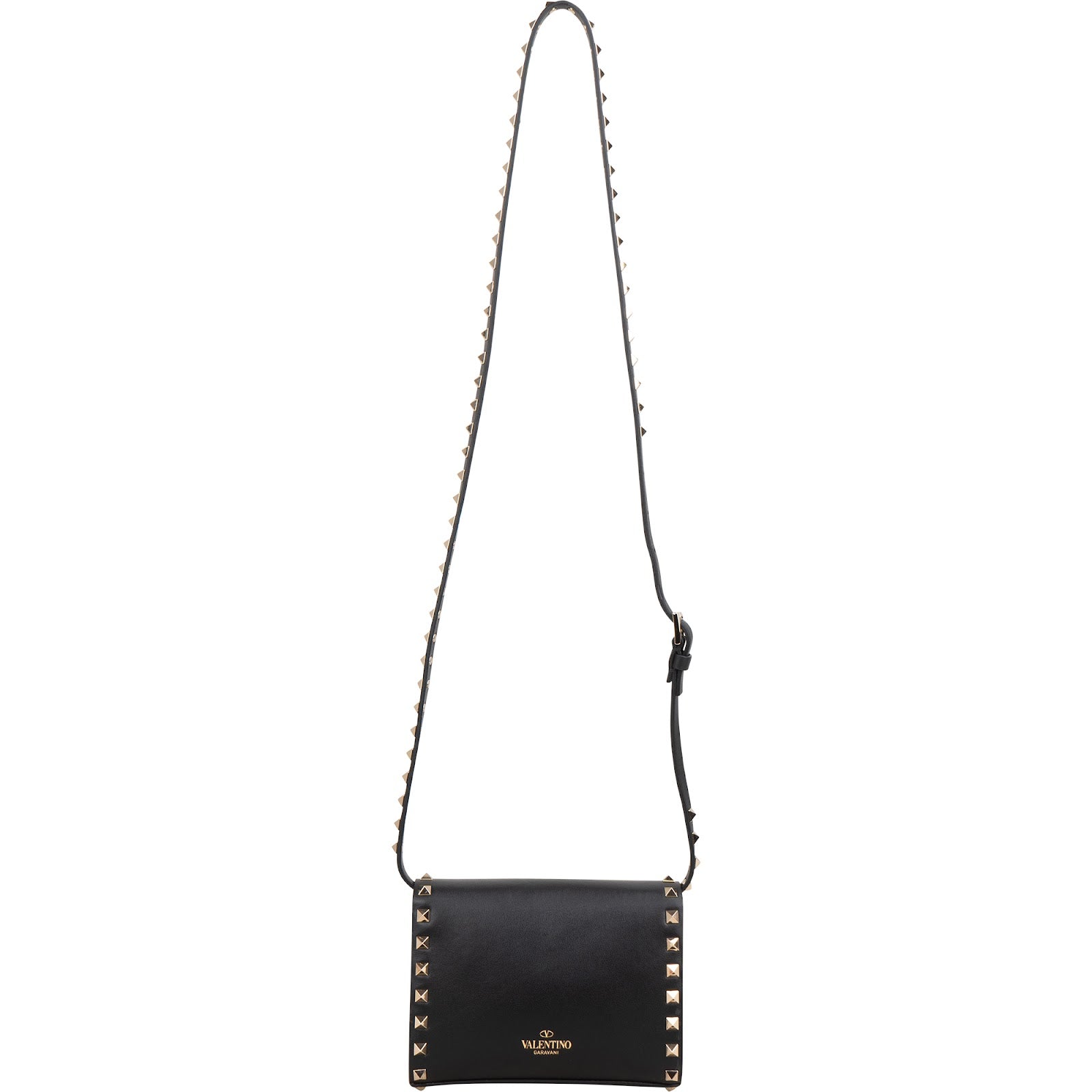 Valentino Garavani Black Leather Rockstud Flap Crossbody Bag