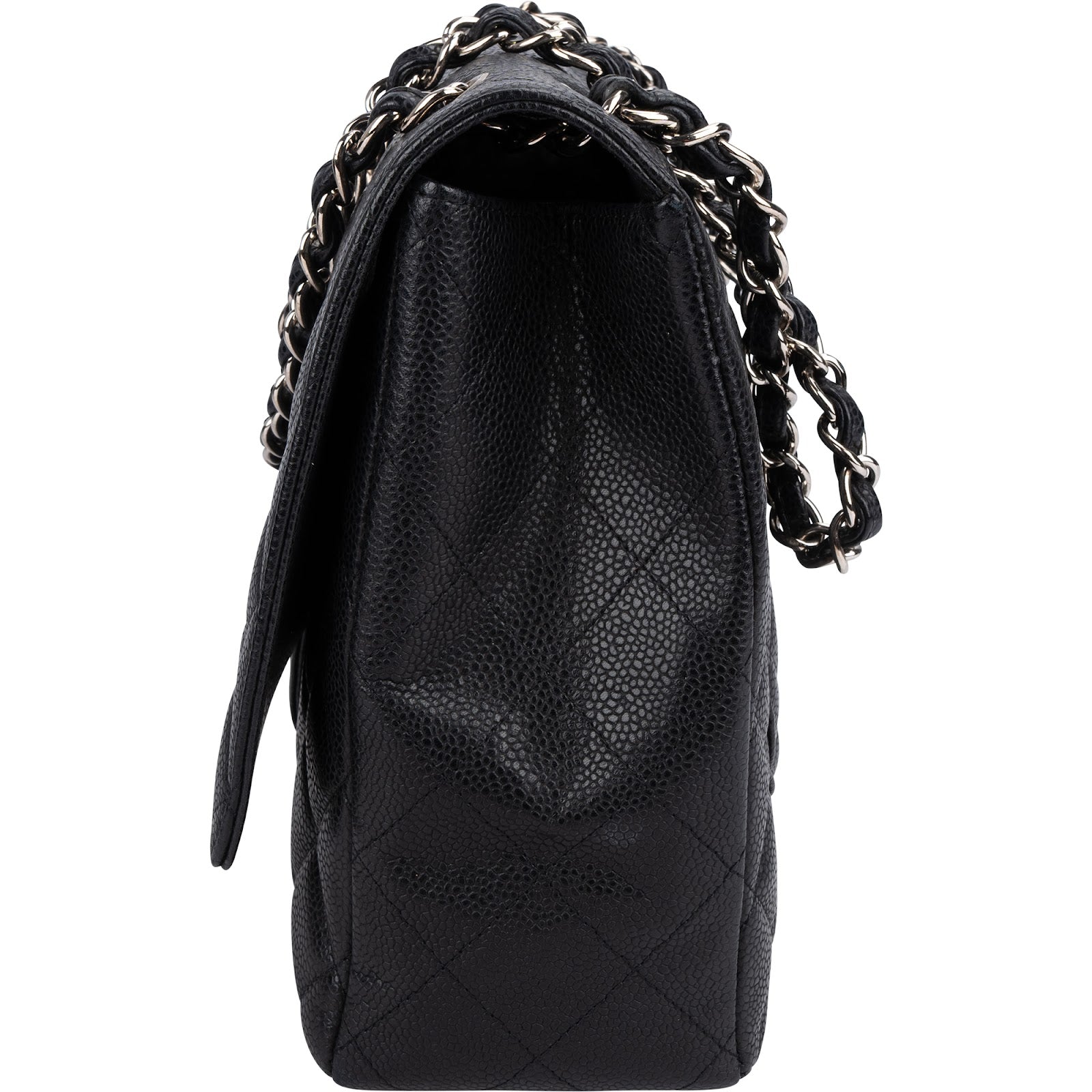 Chanel Quilted Caviar Leather Palladium Maxi Single-Flap Crossbody Bag